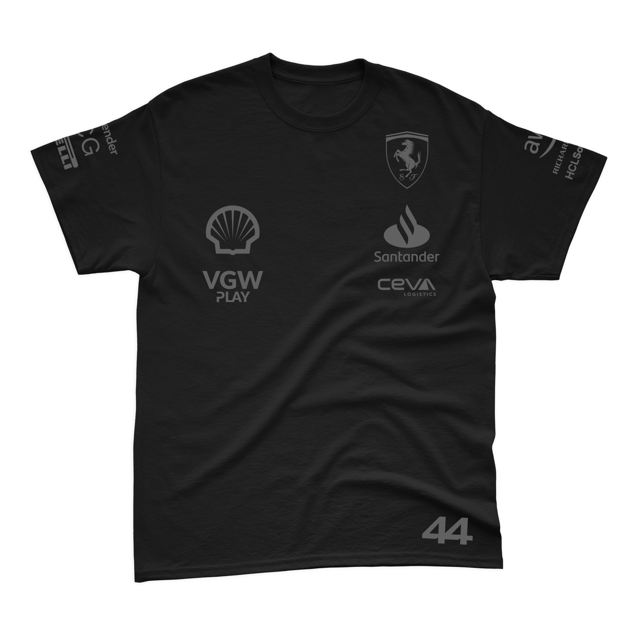 Camiseta Lewis Hamilton Algodão Ferrari 2024 All Black