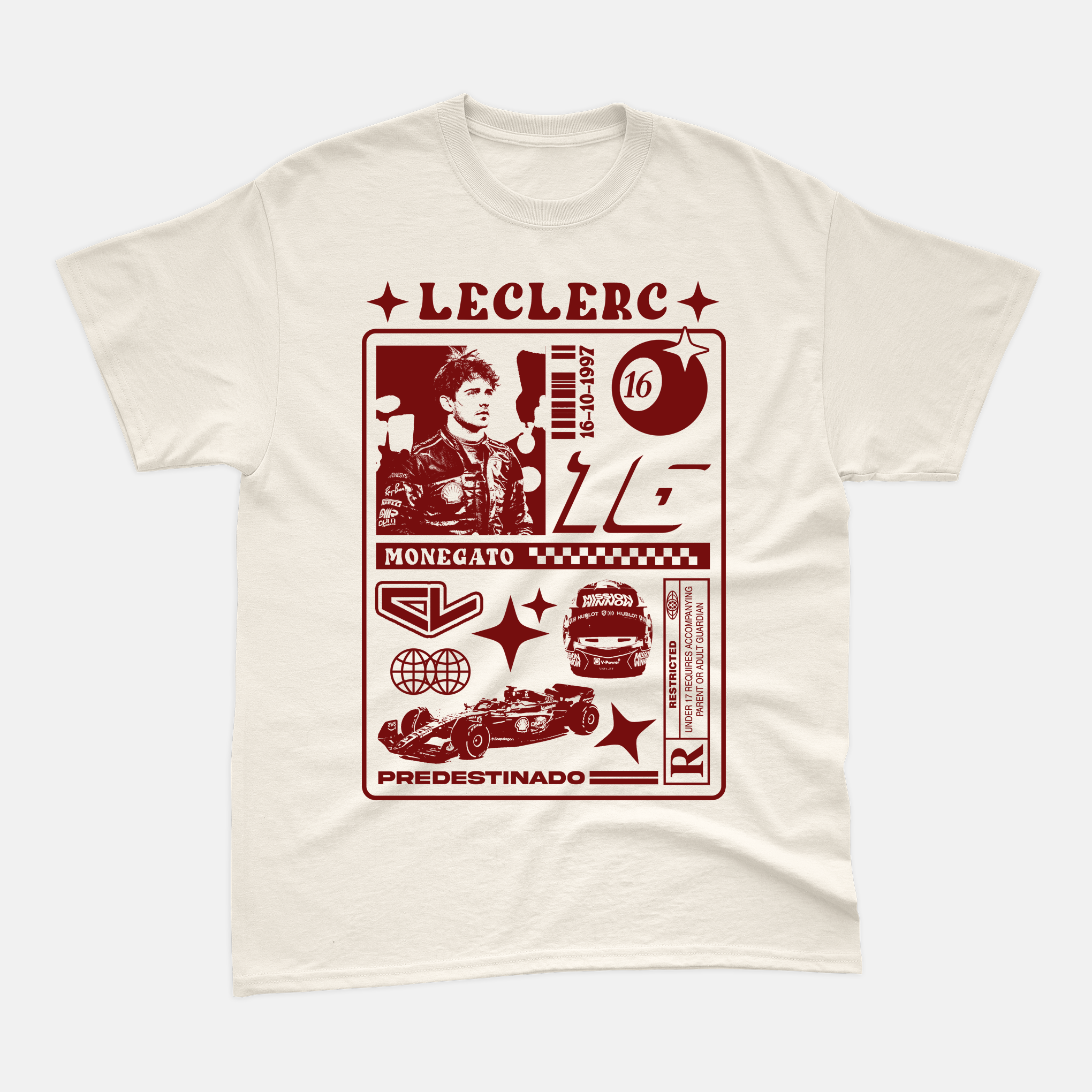 Camiseta RaioX Charles Leclerc Off White Algodão