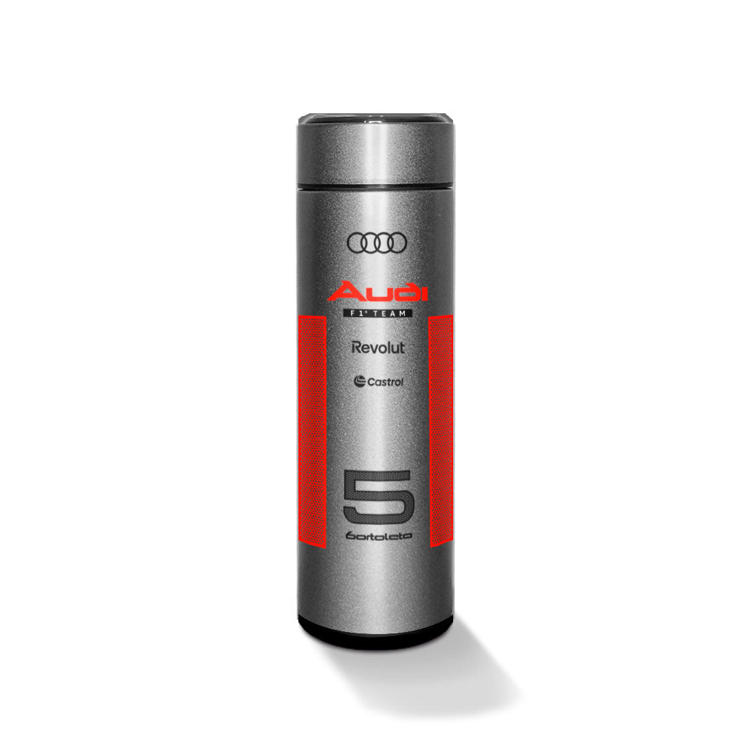 Garrafa térmica prata Audi F1 Team Bortoleto 5 — frente