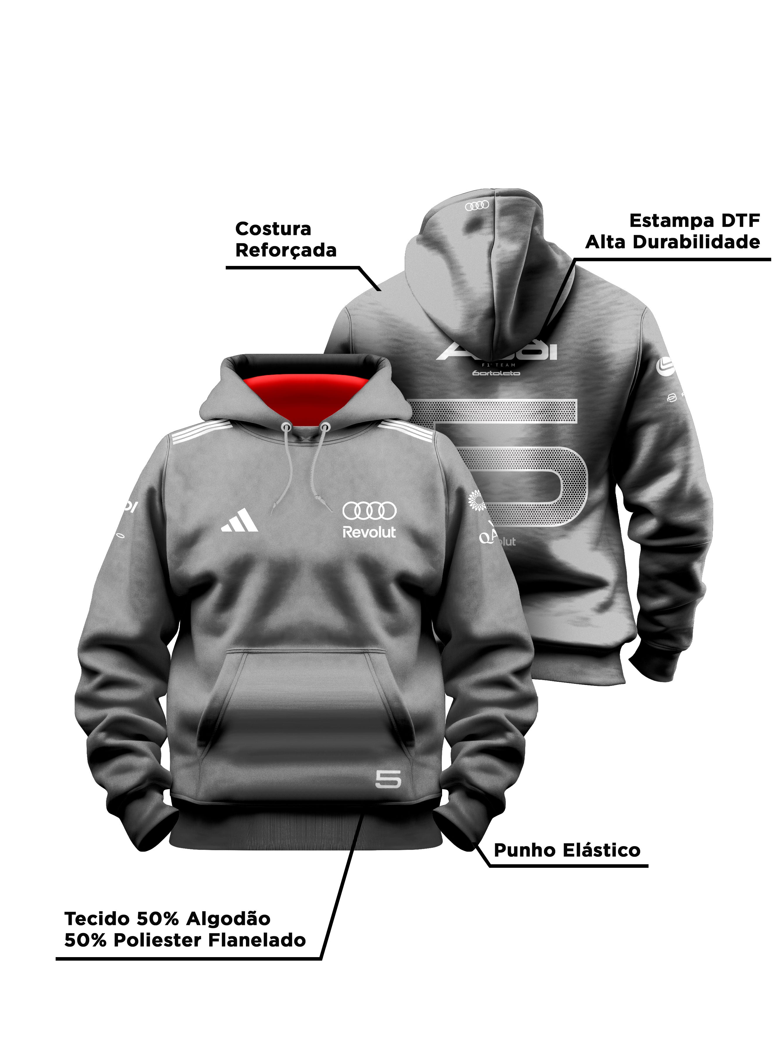 Moletom Canguru Gabriel Bortoleto Audi 2026 Cinza