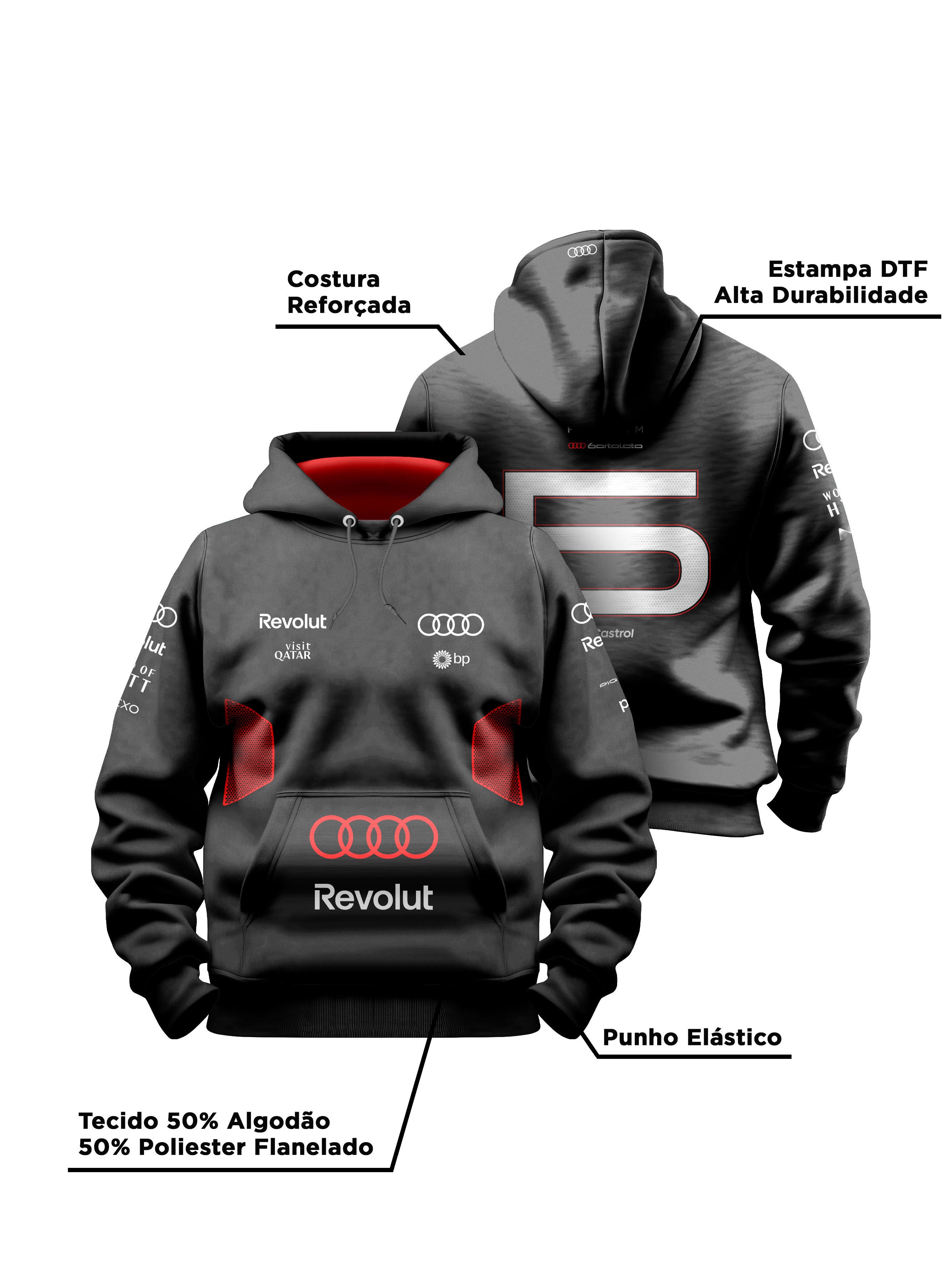 Moletom Canguru Gabriel Bortoleto Audi 2026 Preto