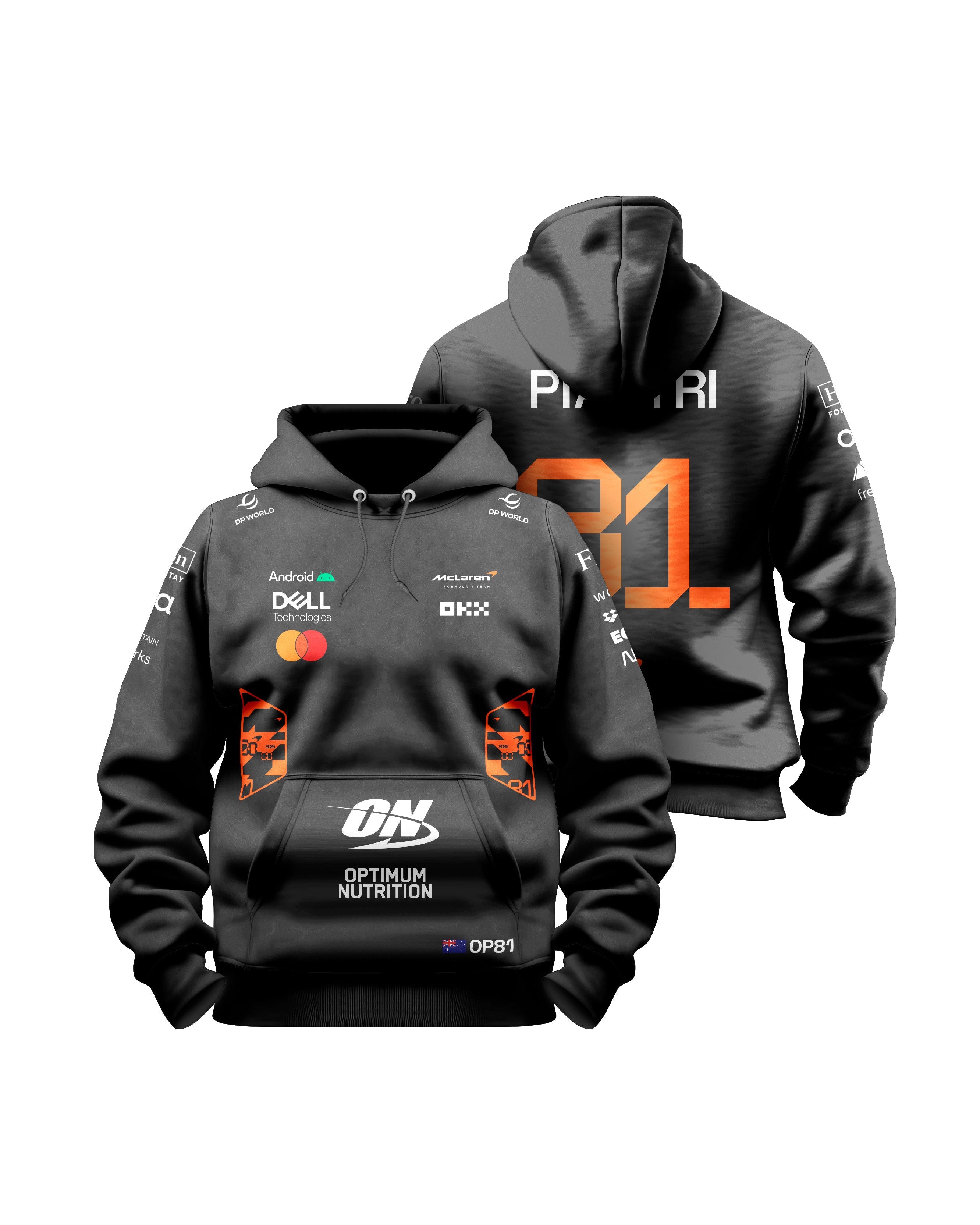 Moletom Canguru Oscar Piastri McLaren F1 2026 Preto
