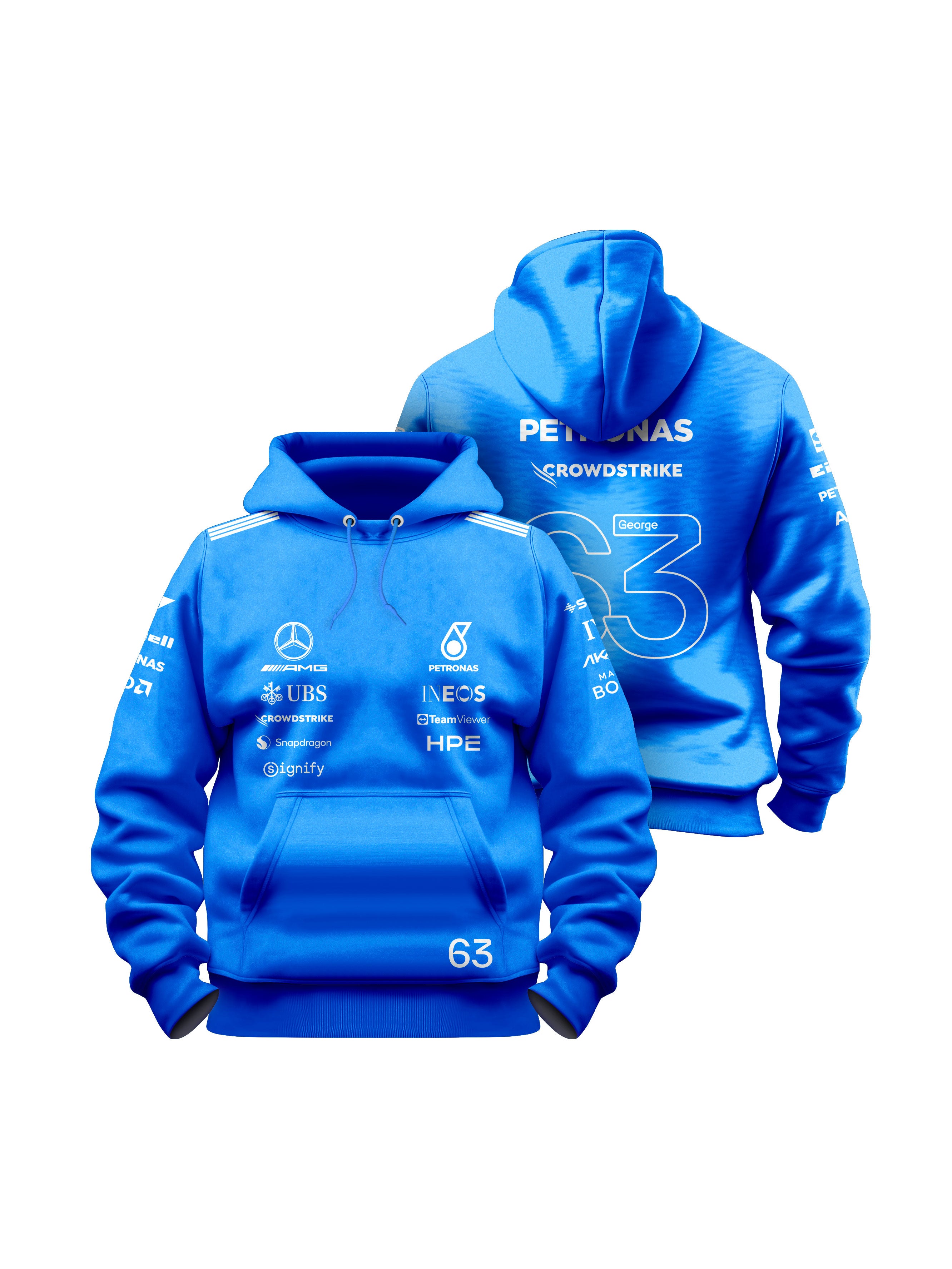 Moletom Canguru George Russell Mercedes Blue Edition - frente