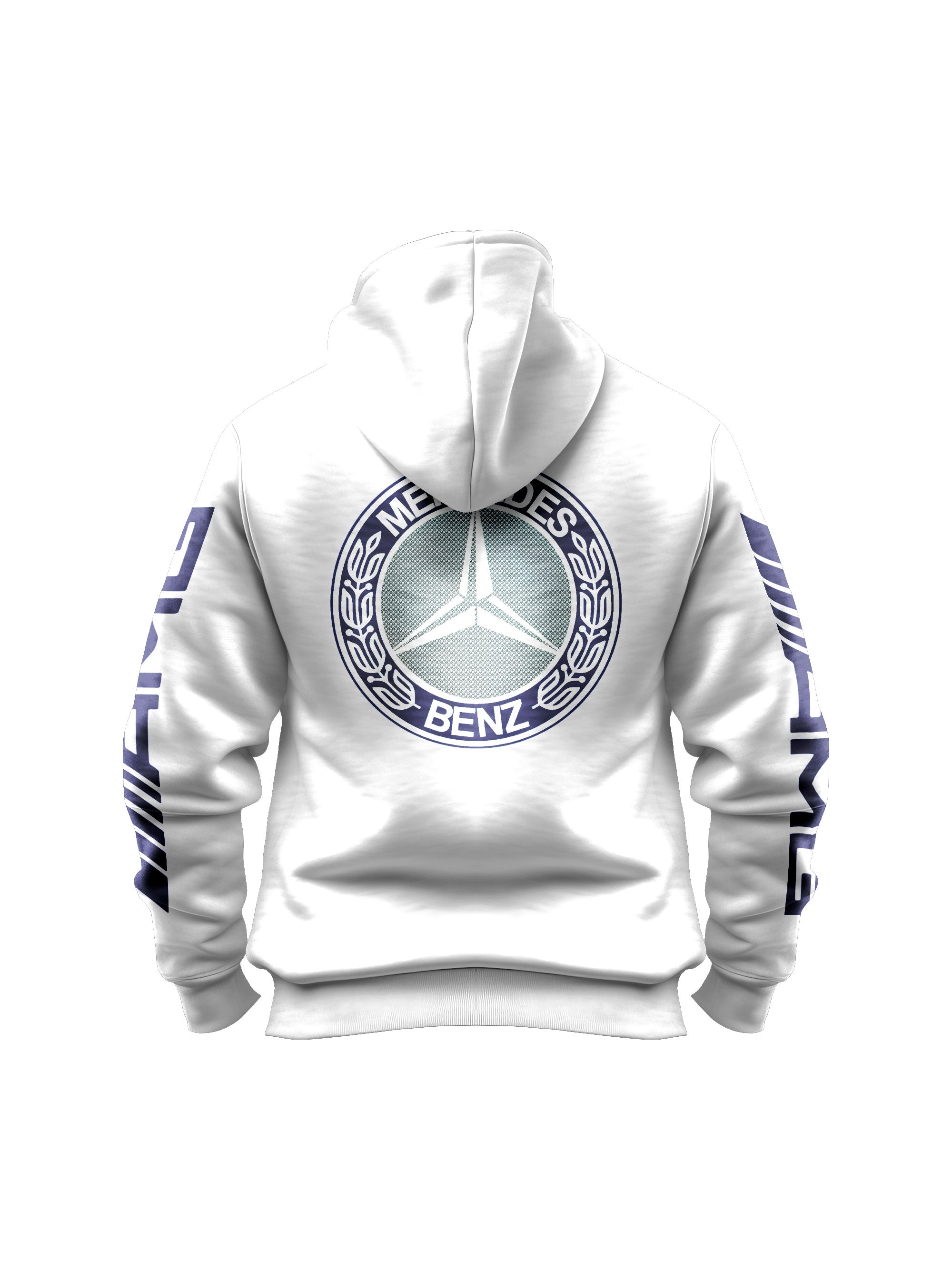 Moletom Canguru Mercedes AMG Retrô Logo Azul Branco