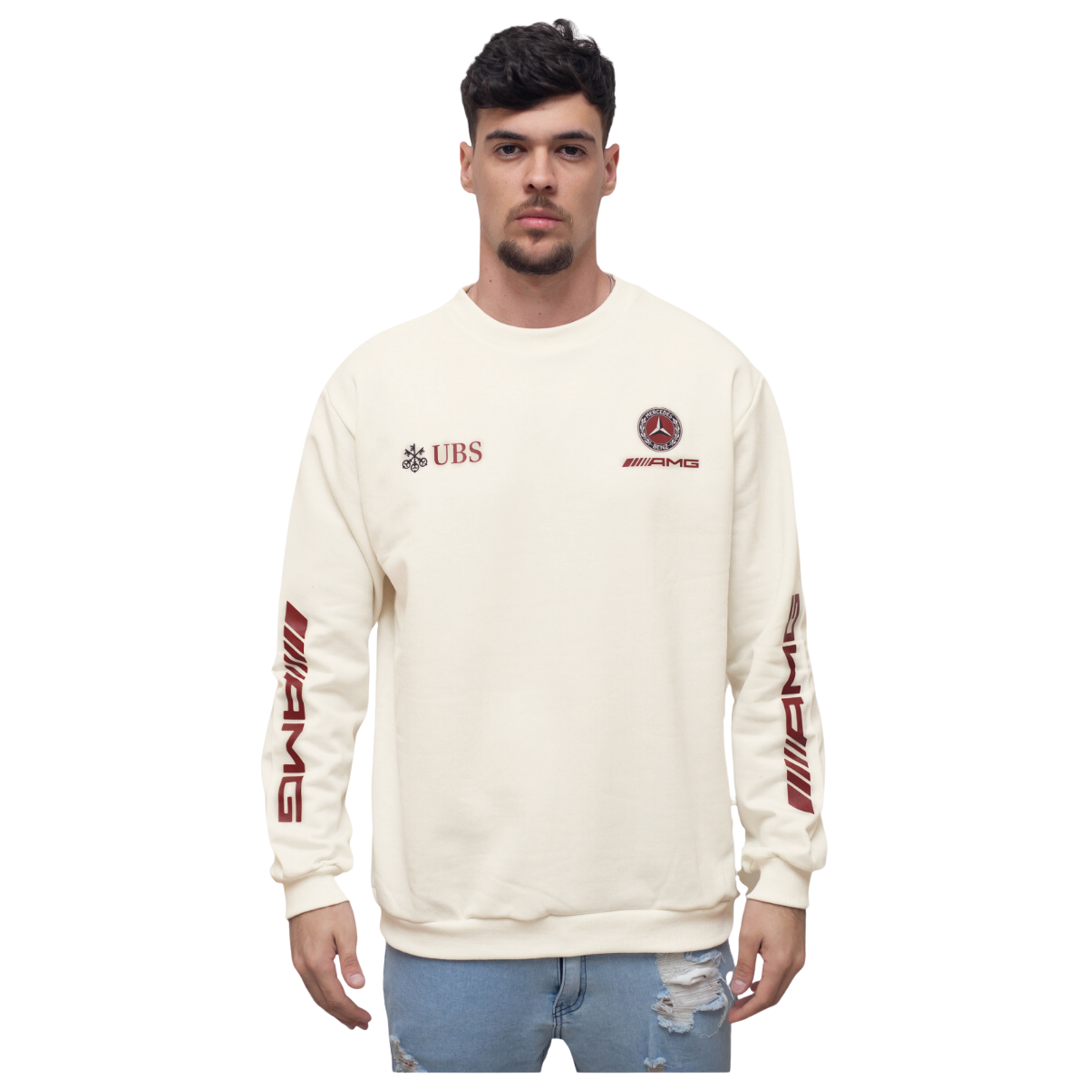 Moletom Mercedes AMG Retrô Logo Off White