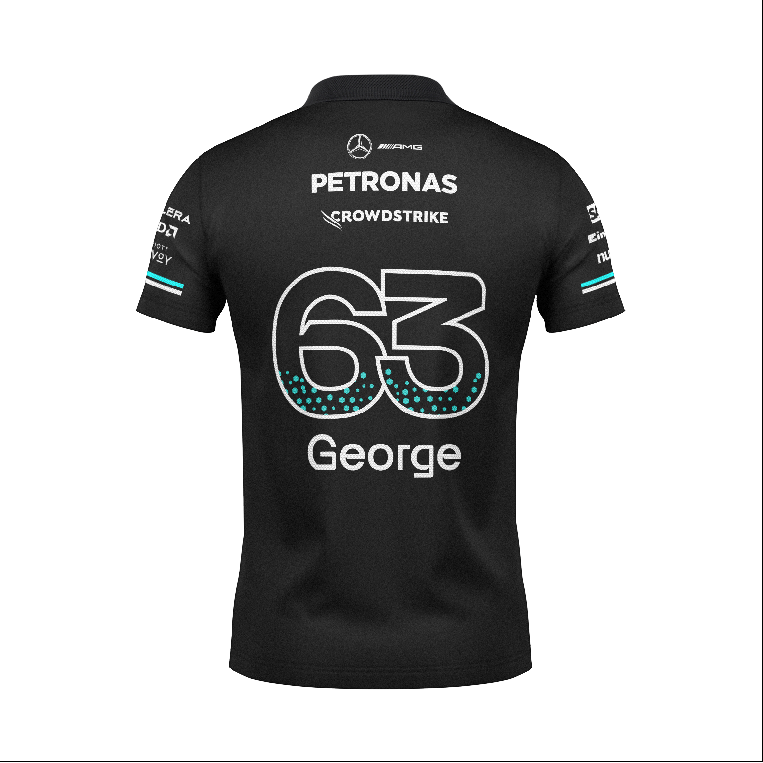 Camiseta Polo Mercedes George Russell Preto 2025