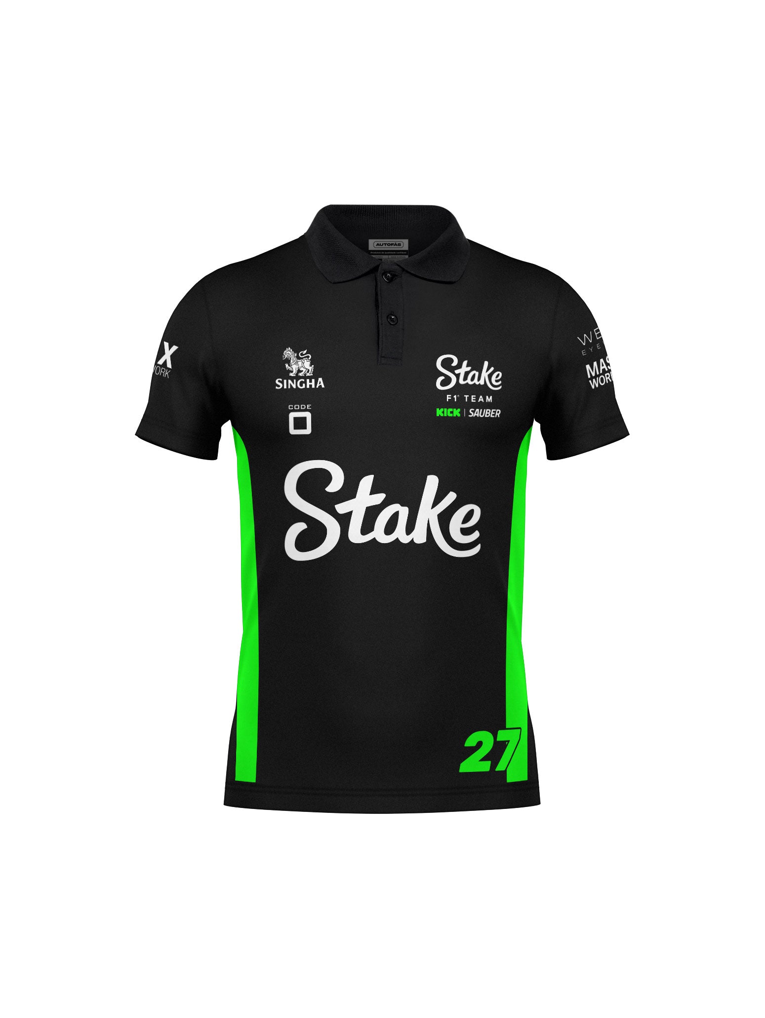 Camiseta Polo Stake Sauber Hulkenberg Preto 2025
