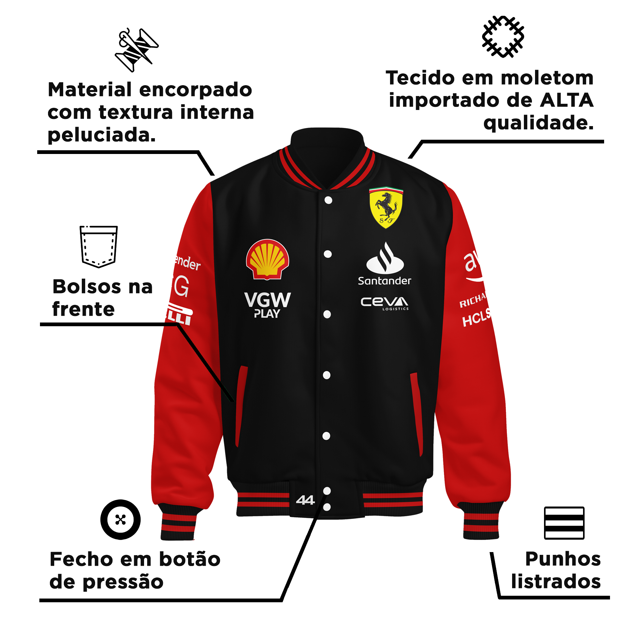Jaqueta Scuderia Ferrari 2024 Lewis Hamilton