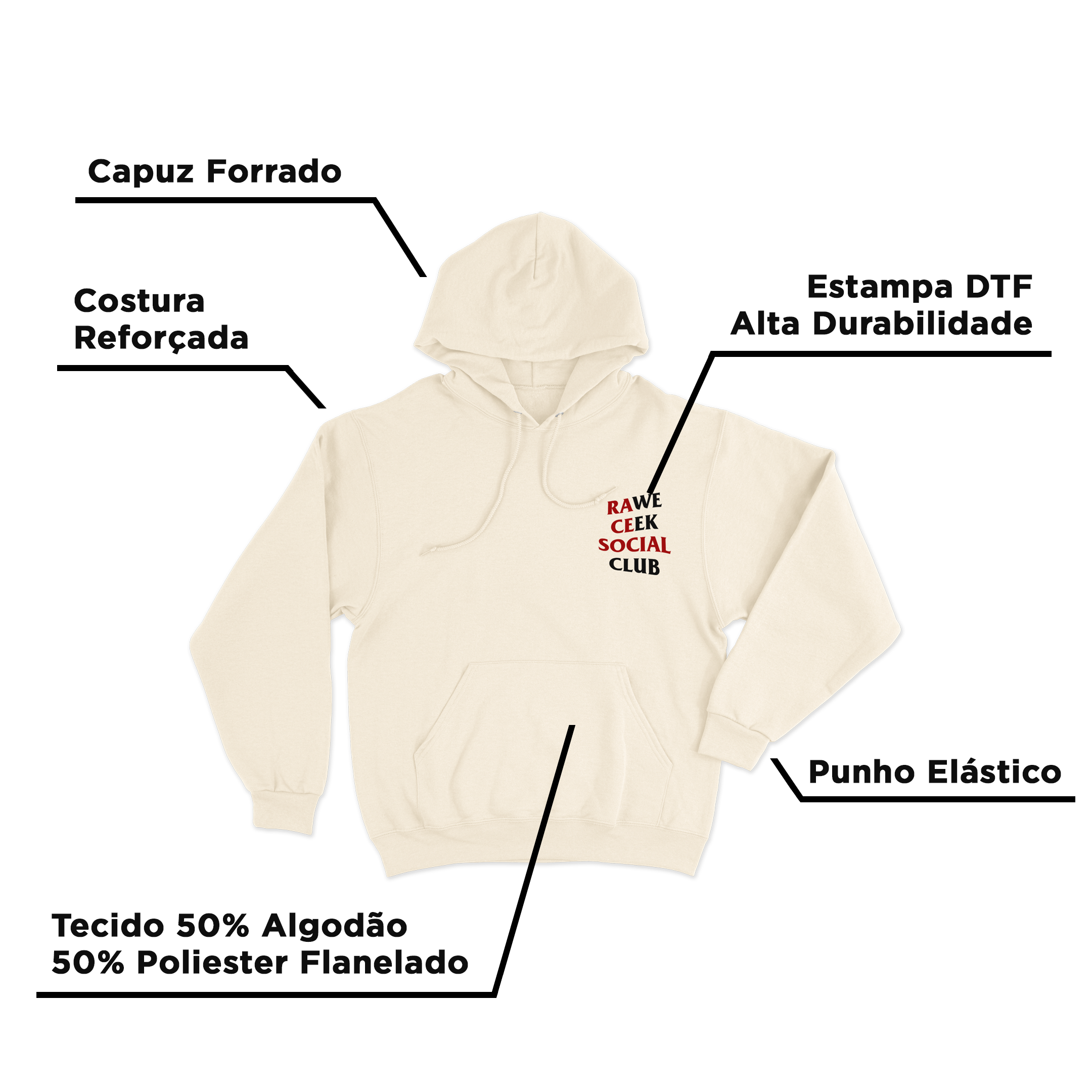 Moletom Canguru Race Week Off White