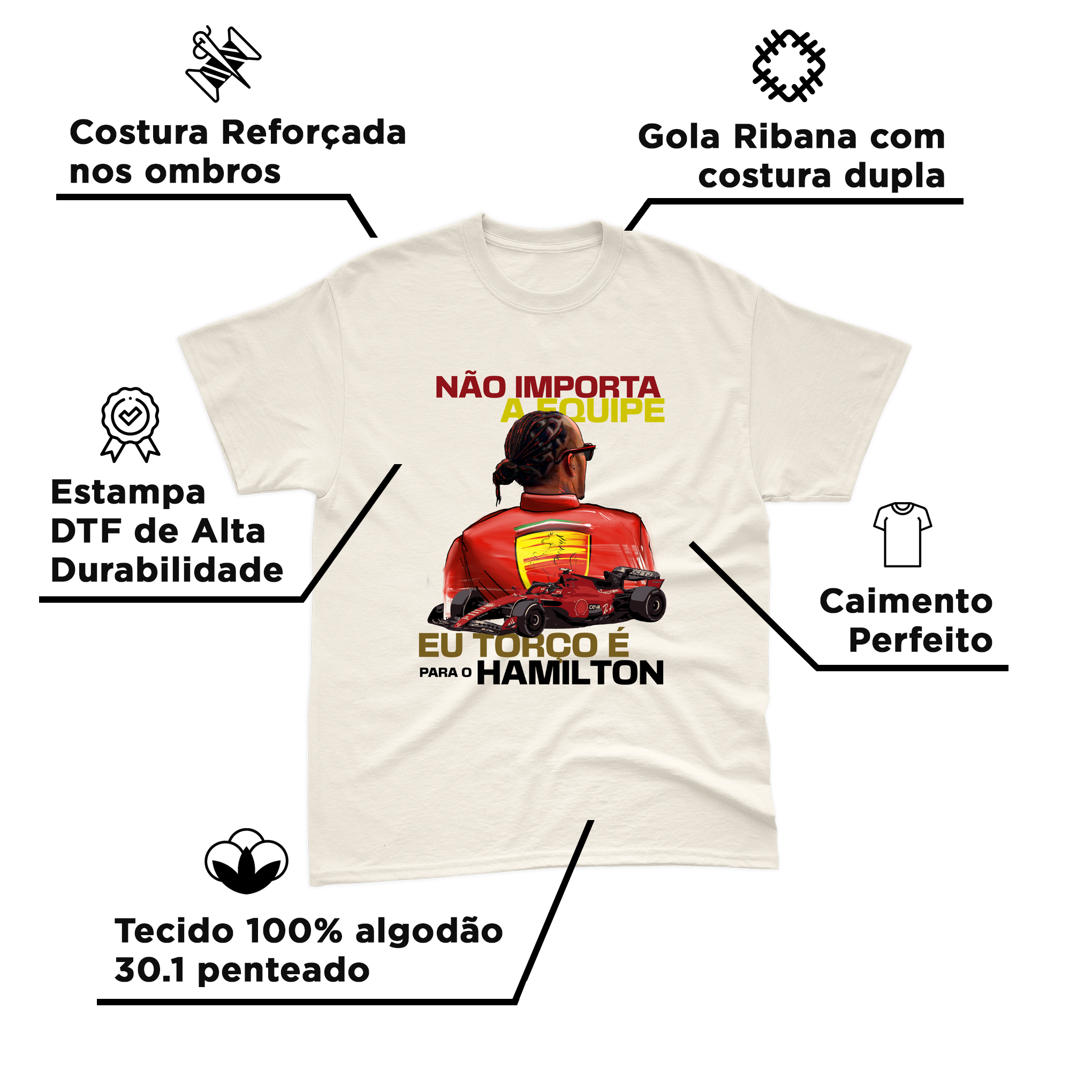 Camiseta Lewis Hamilton 2025 Dani-se Algodão