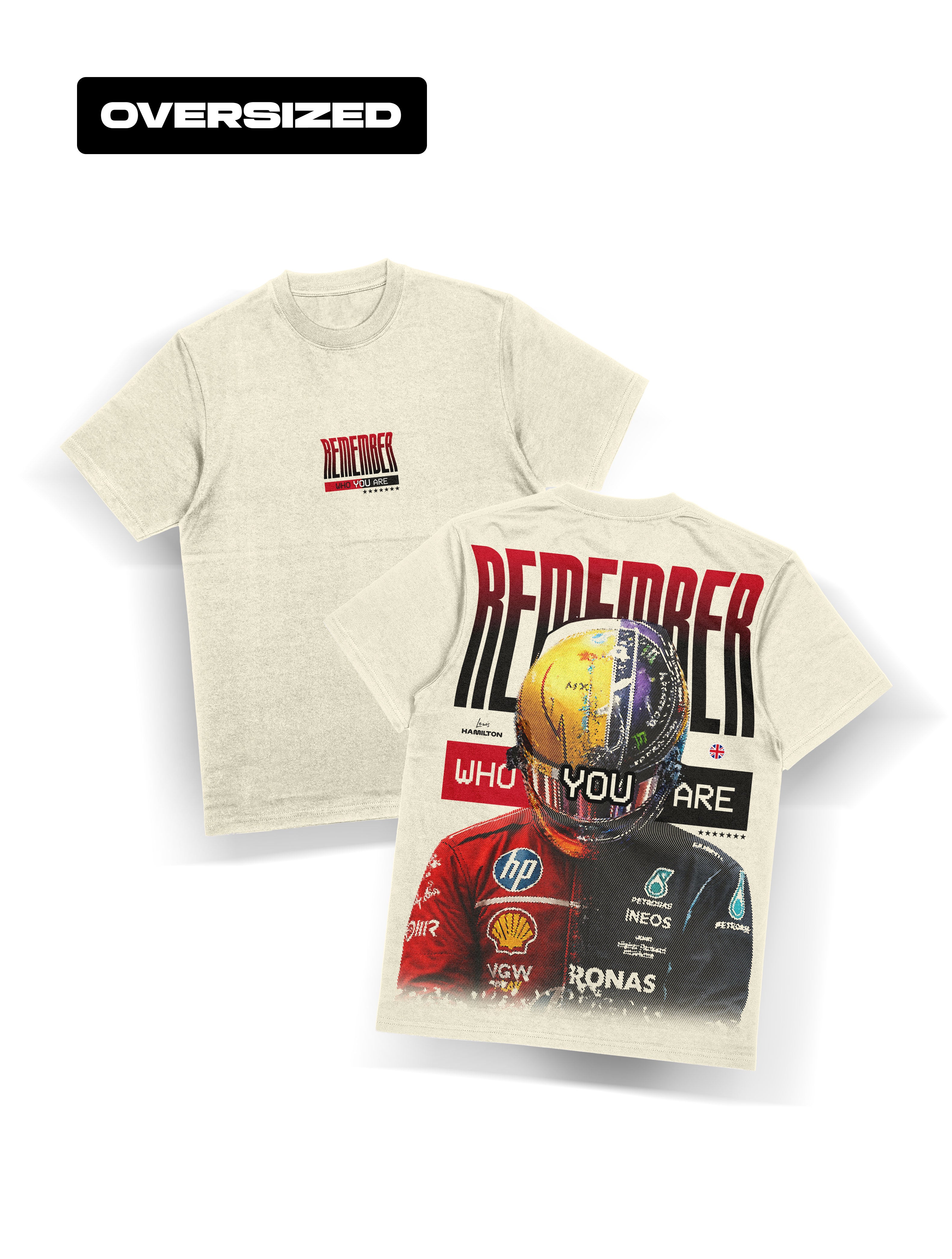 Camiseta Oversized Lewis Hamilton Remember Who You Are - Off White