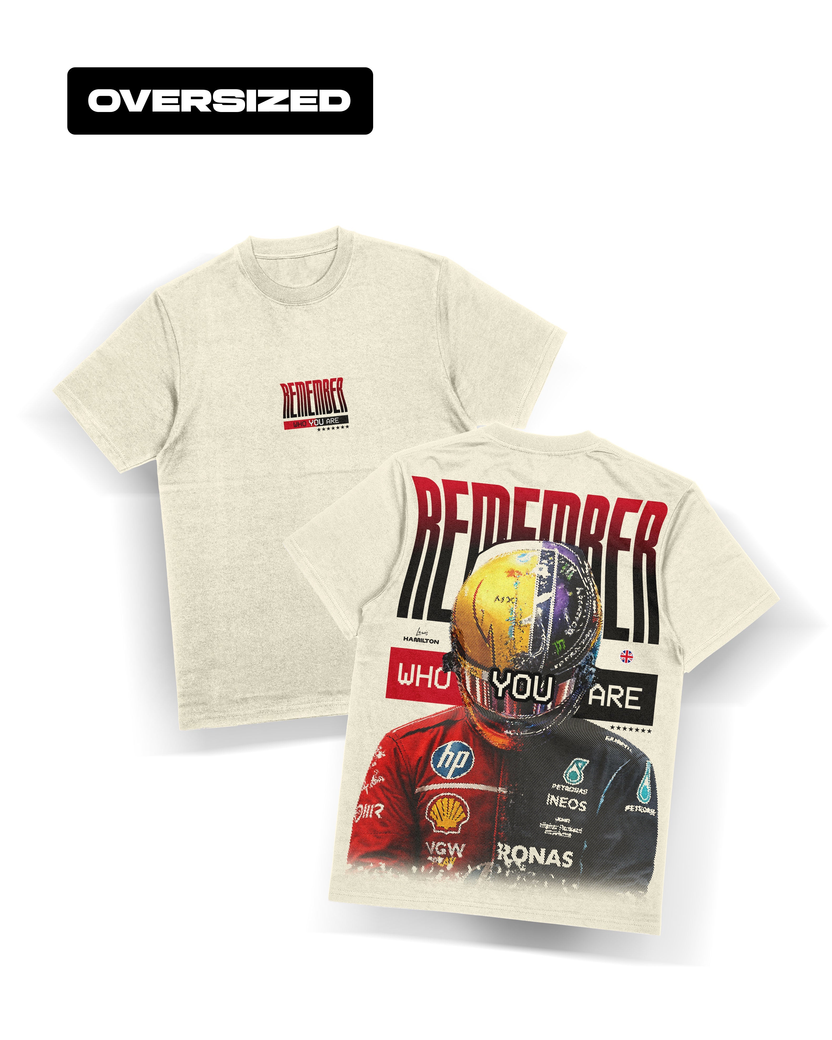 Camiseta Oversized Lewis Hamilton Remember Who You Are - Off White