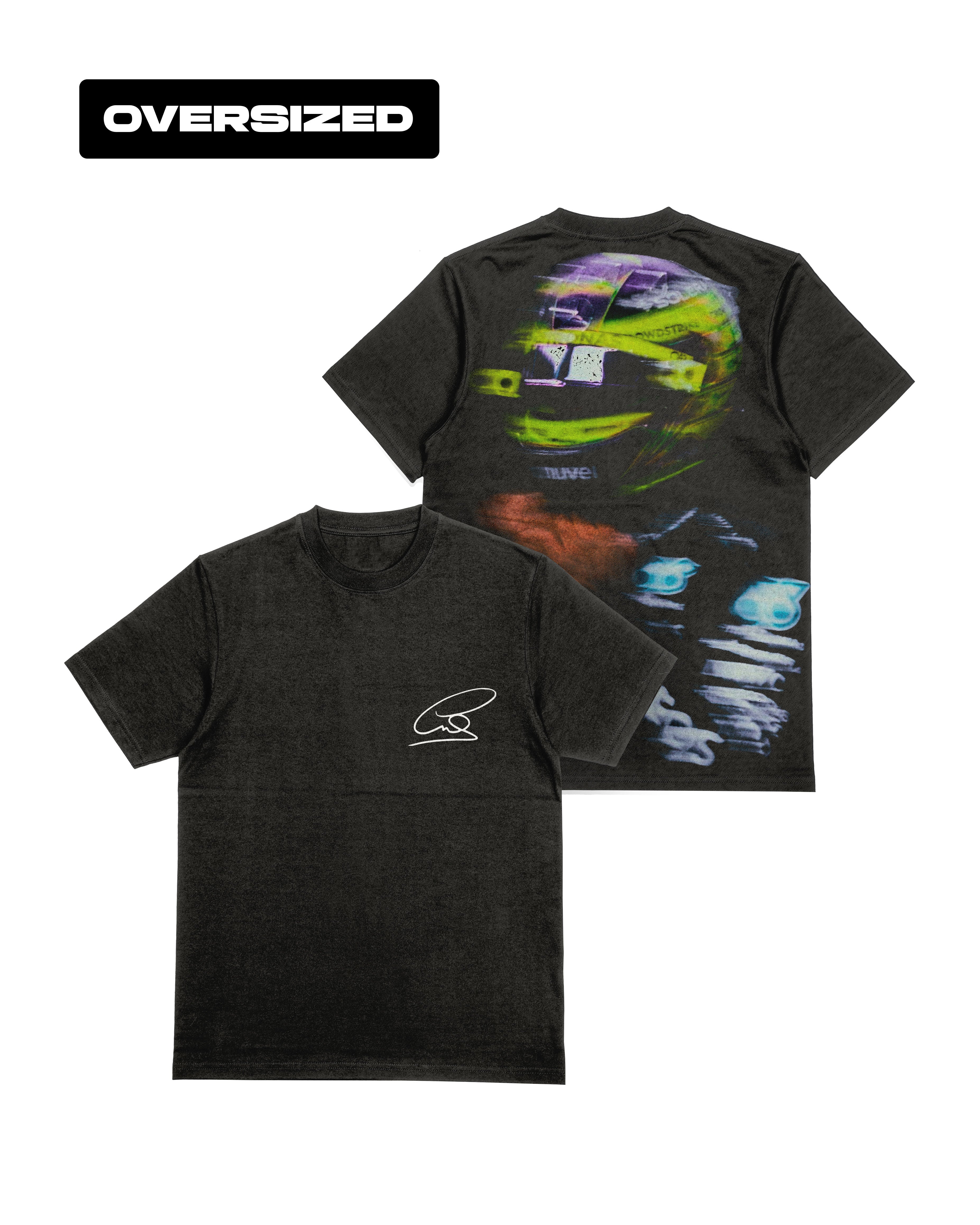 Camiseta Oversized Lewis Hamilton Neon Helmet