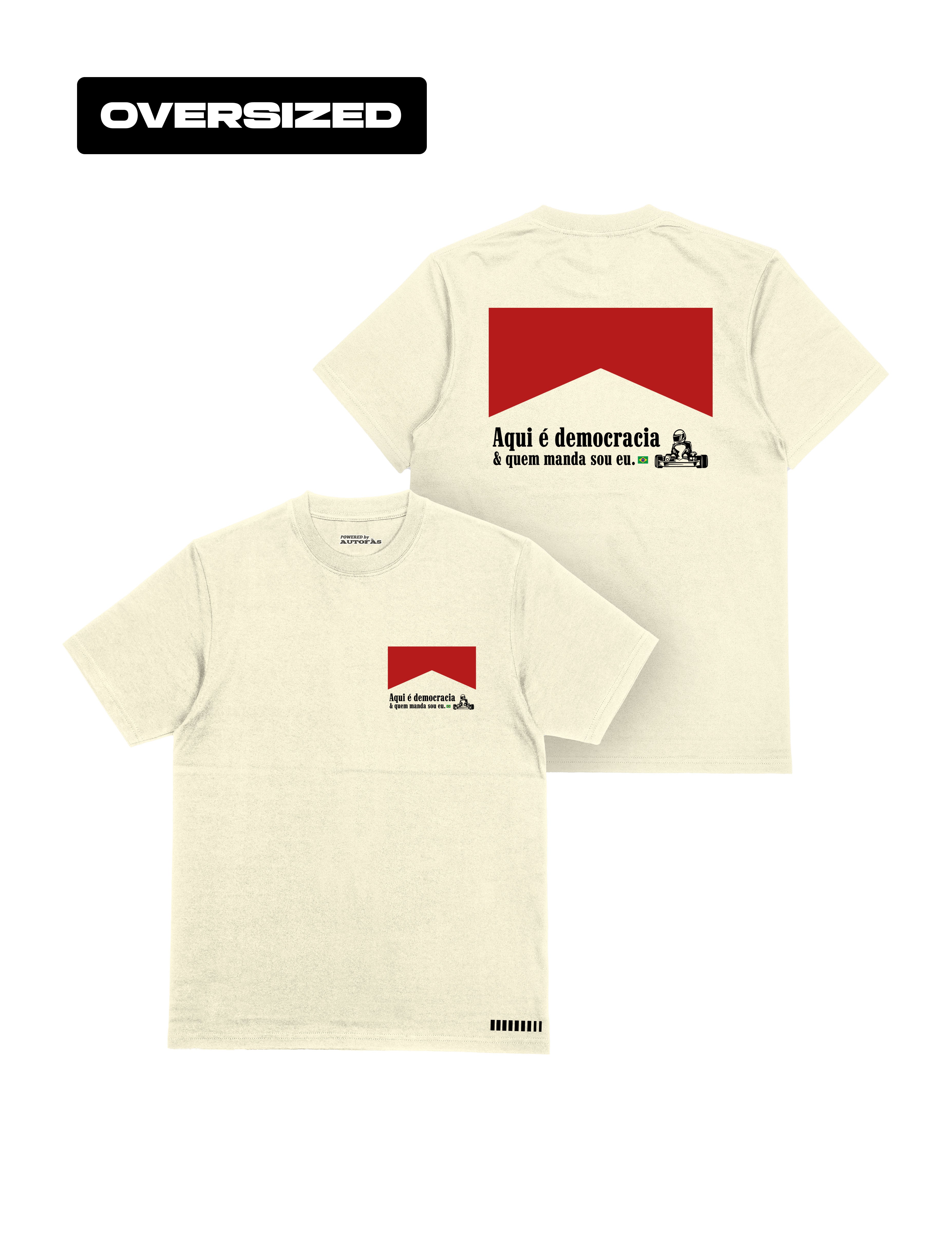 Camiseta Oversized Democracia Retrô Off White Algodão