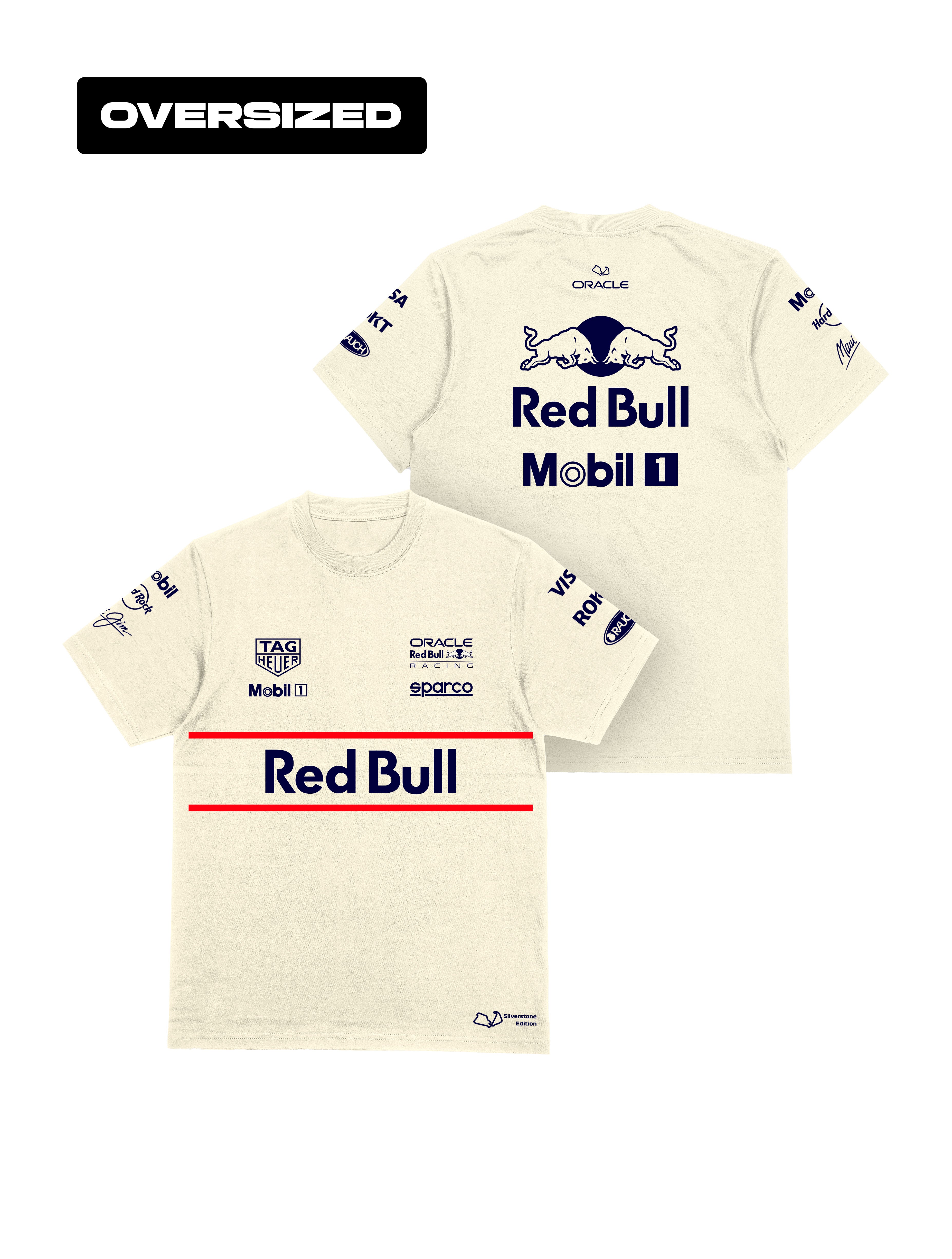Camiseta Oversized Silverstone Edition Red Bull Off White 2025 Algodão