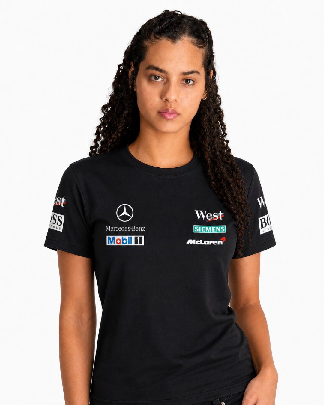 Camiseta Algodão Mclaren West Mercedes Retrô Preta
