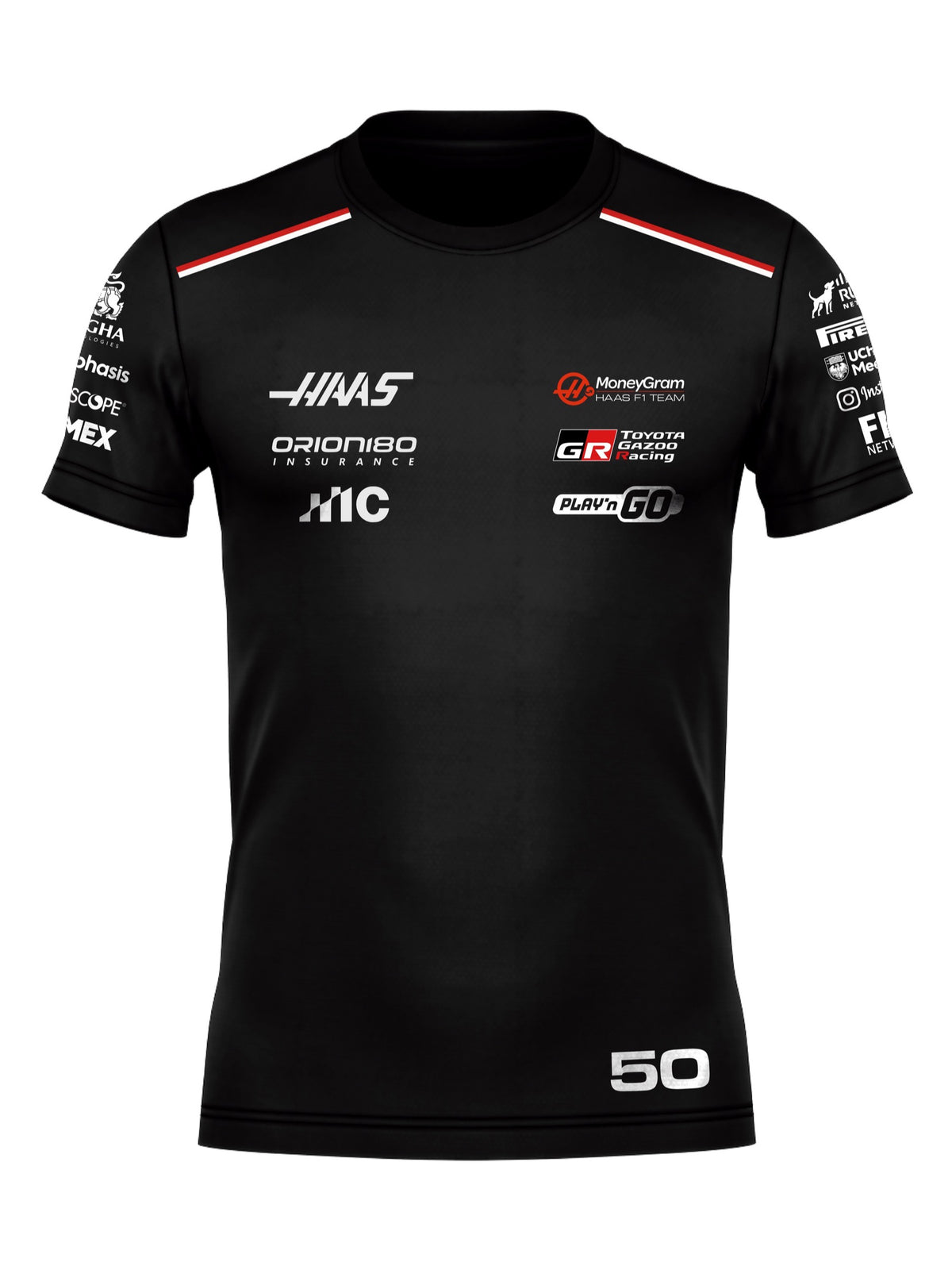 Frente da Camiseta Algodão Rafael Câmara Haas, com o 50 na barra