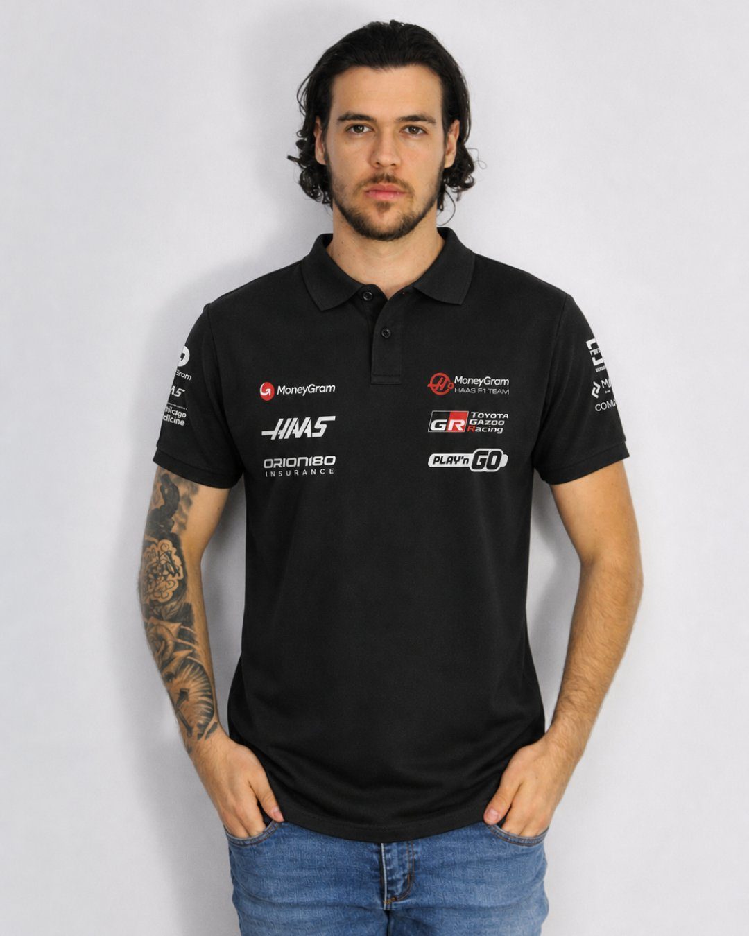 Camiseta Polo Haas Haas Preto 2025