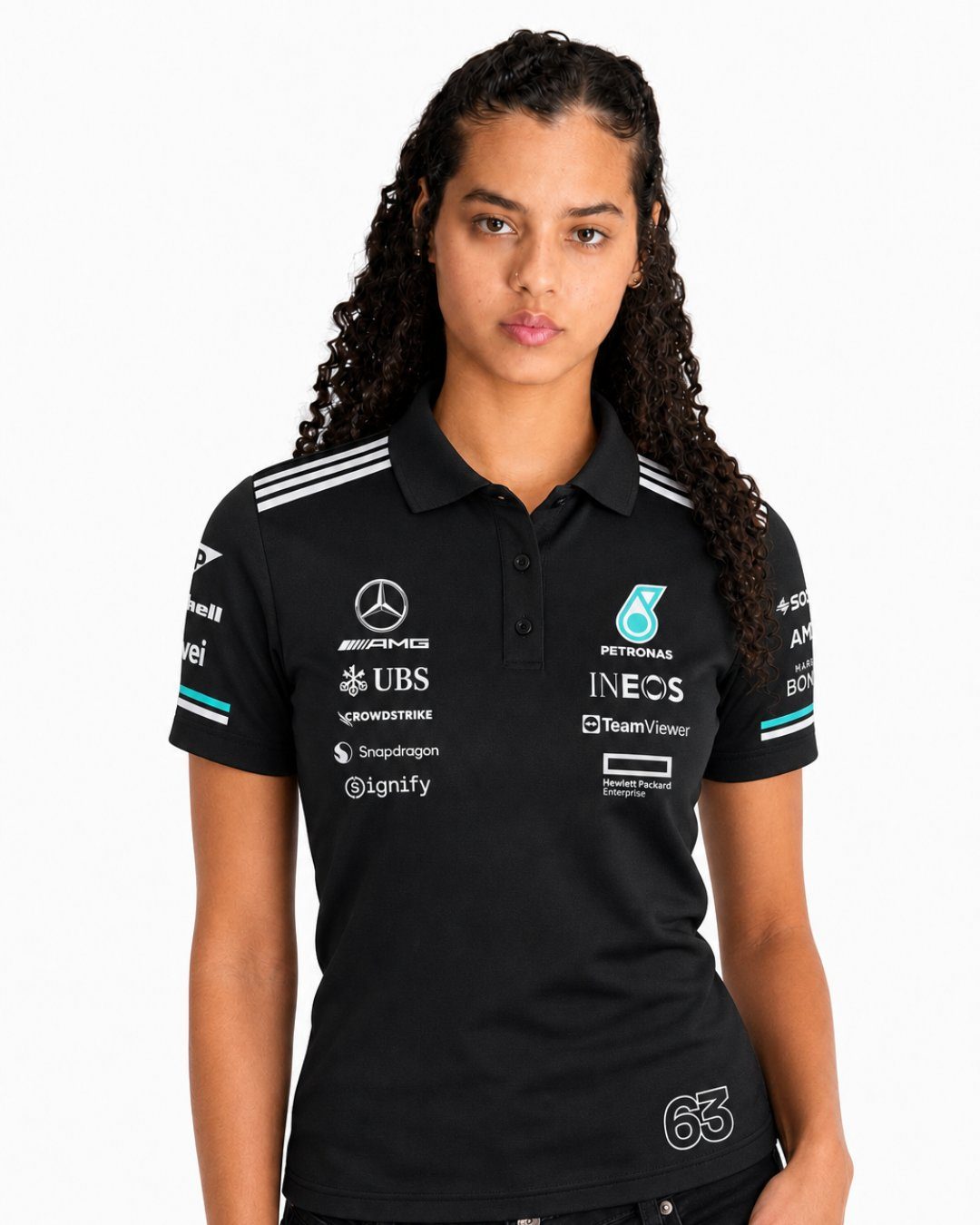 Camiseta Polo Mercedes George Russell Preto 2025