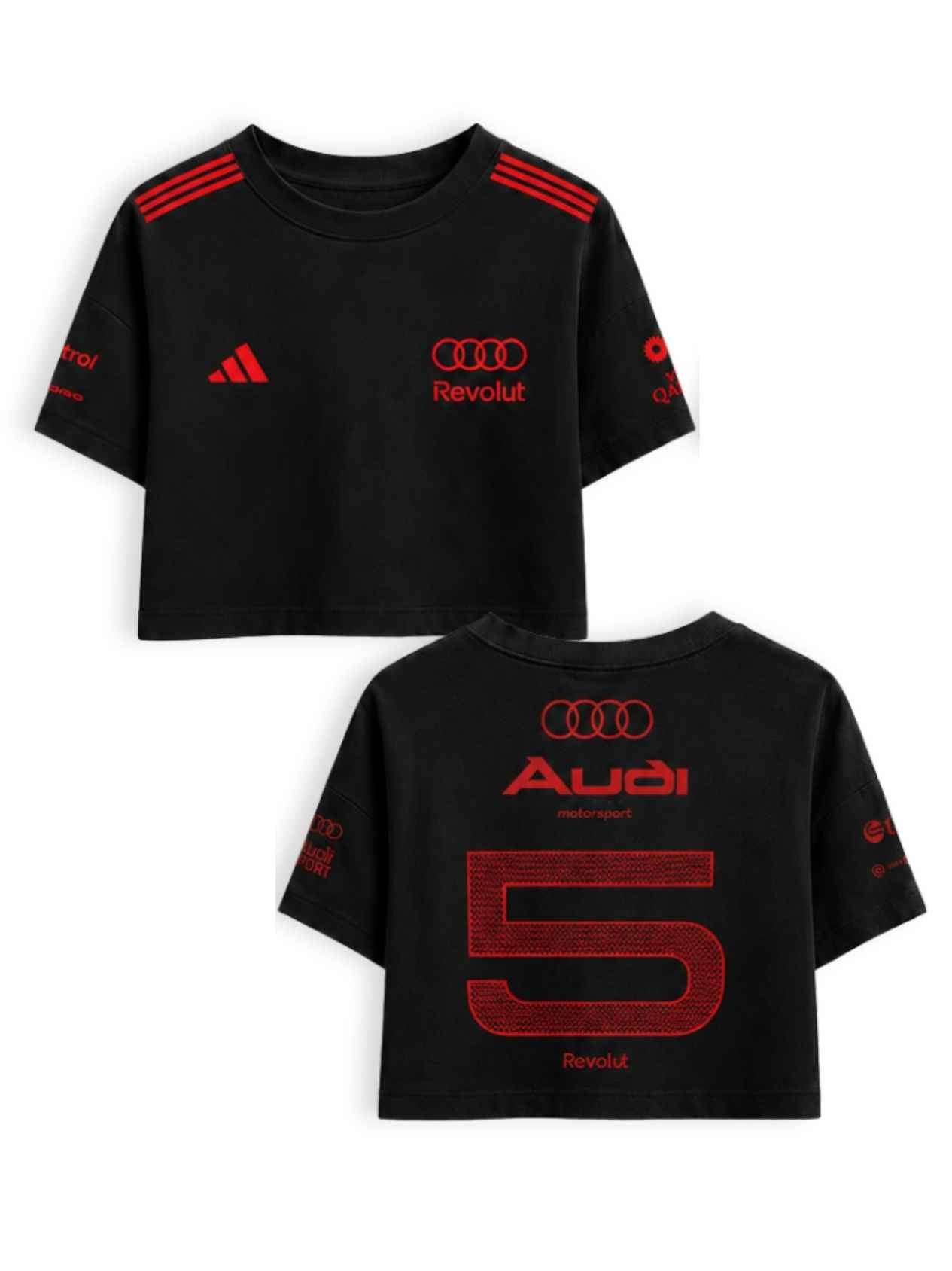 Cropped F1 Audi Gabriel Bortoleto Red & Black preto — frente e costas