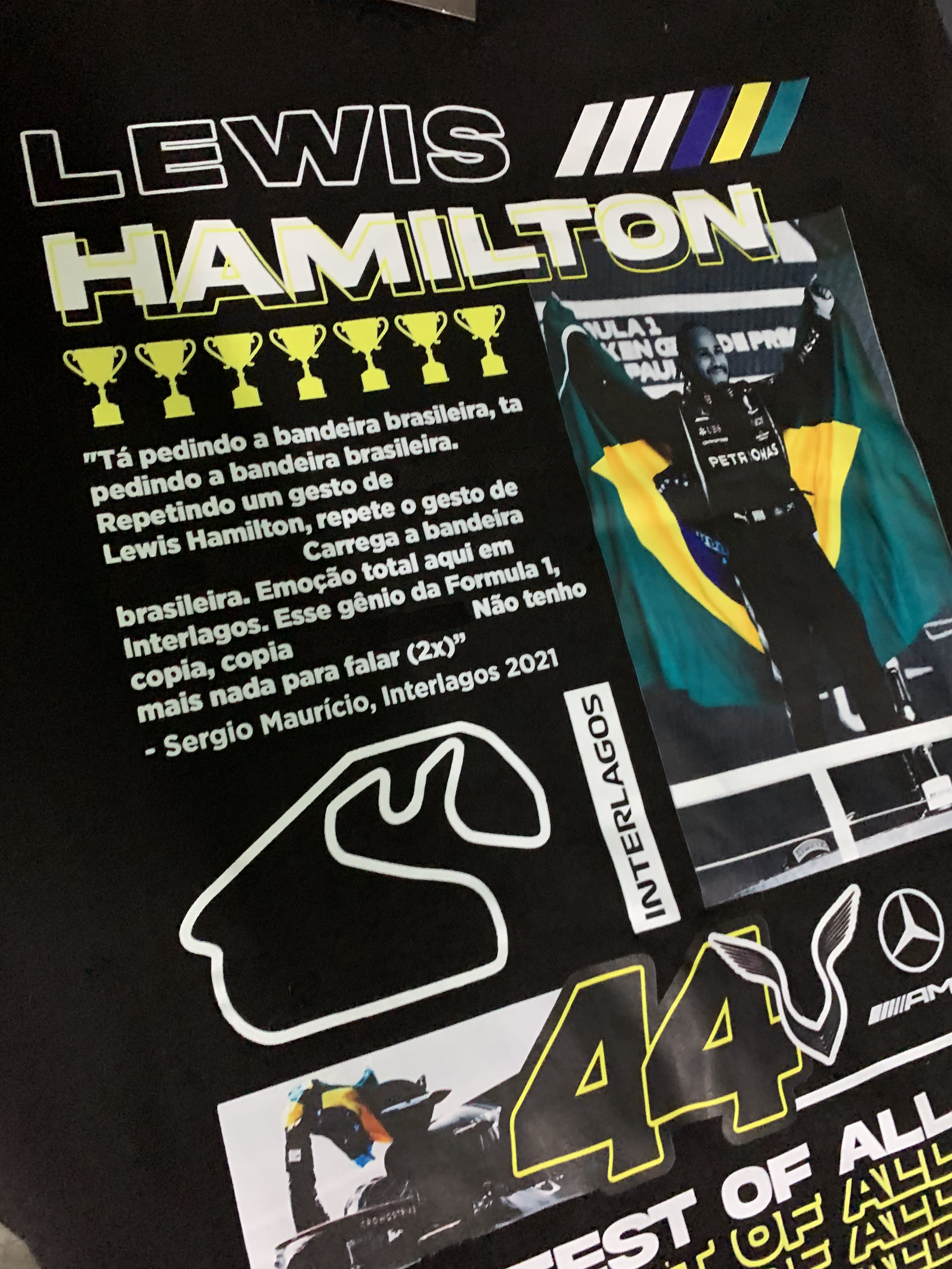 Camiseta Moments Lewis Hamilton Brasil Algodão