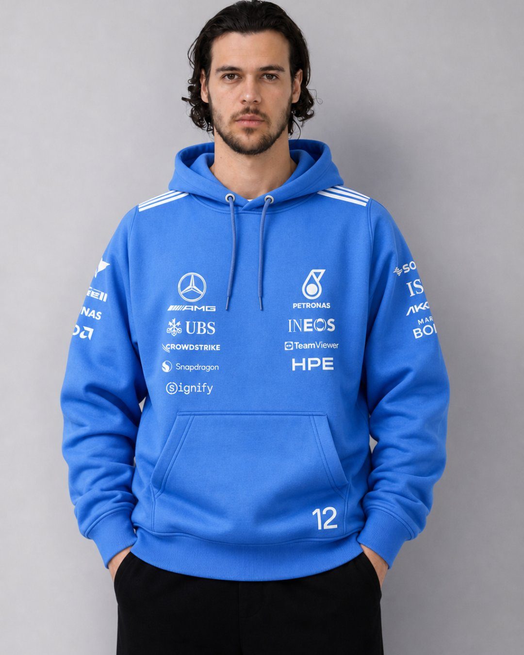 Moletom Canguru Kimi Antonelli Mercedes Blue Edition