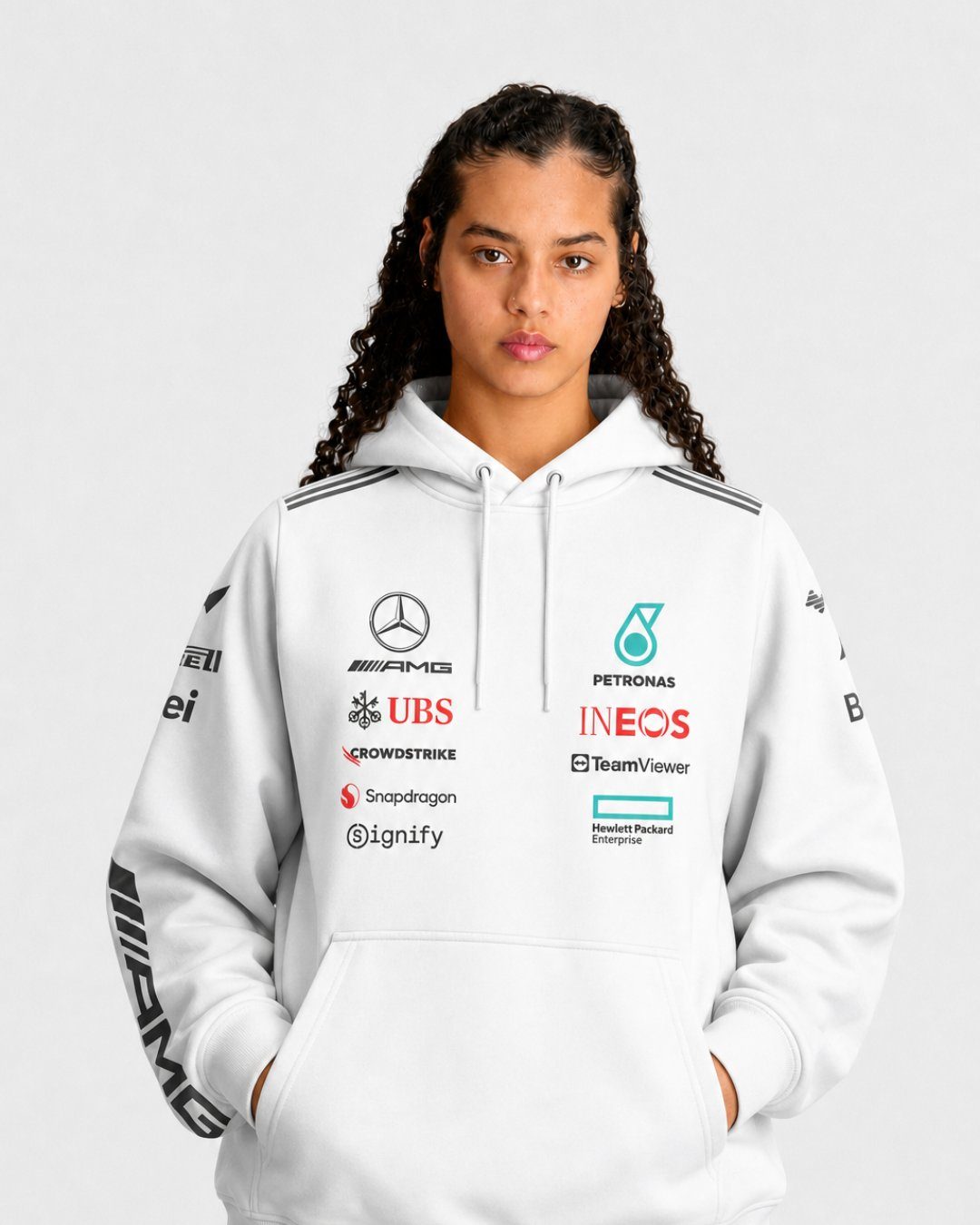 Moletom Canguru Mercedes George Russell 2025 Branco