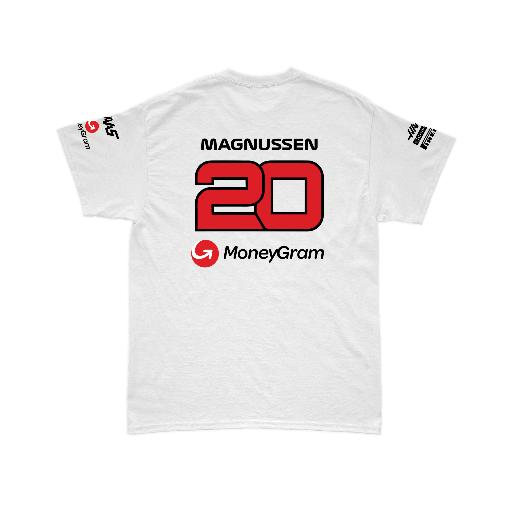 Camiseta Algodão Kevin Magnussen Haas F1 2024 Branca