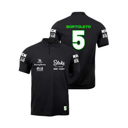 Camisa Polo Gabriel Bortoleto Stake Sauber 2024 Preta