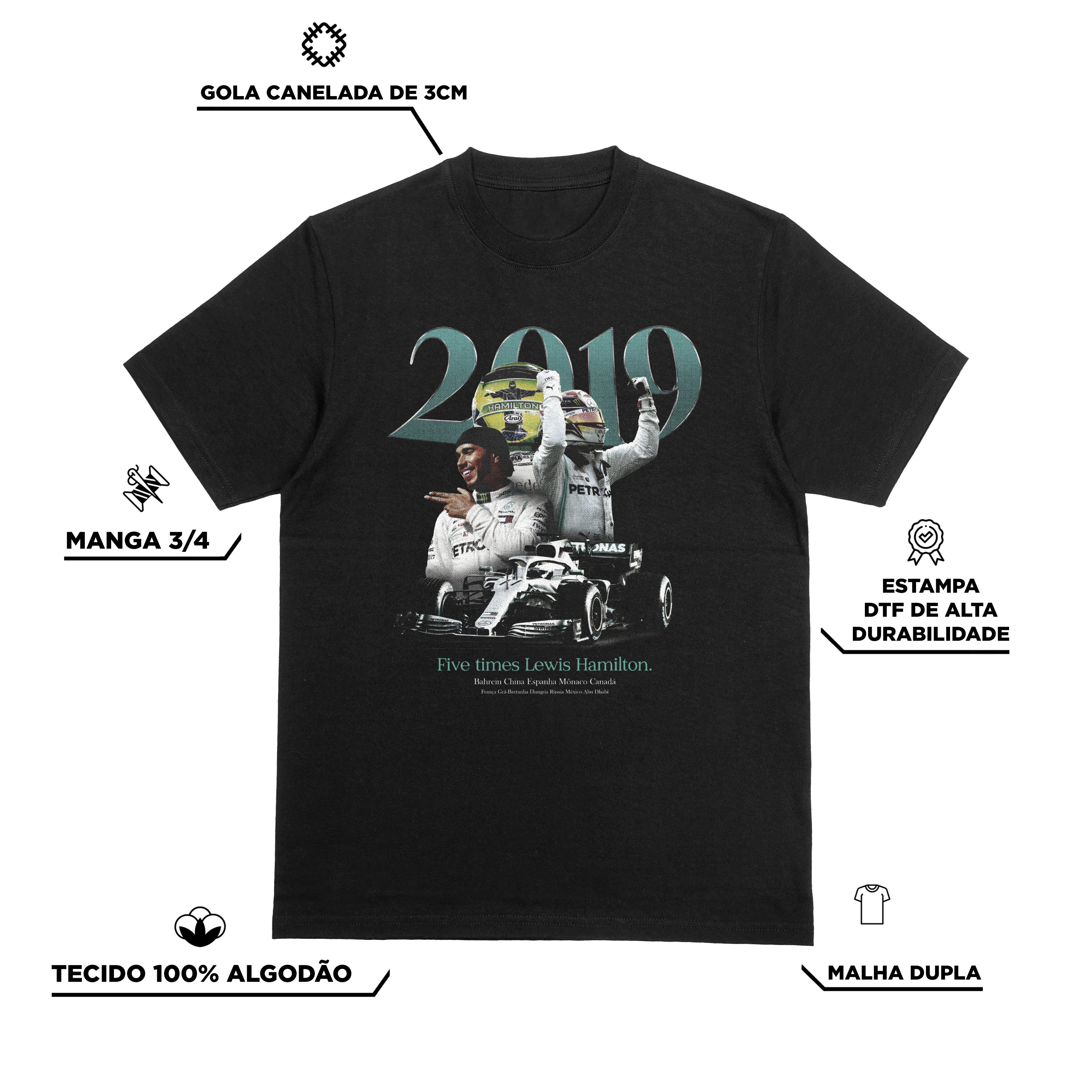 Camiseta Oversized Lewis Hamilton Mercedes 2019