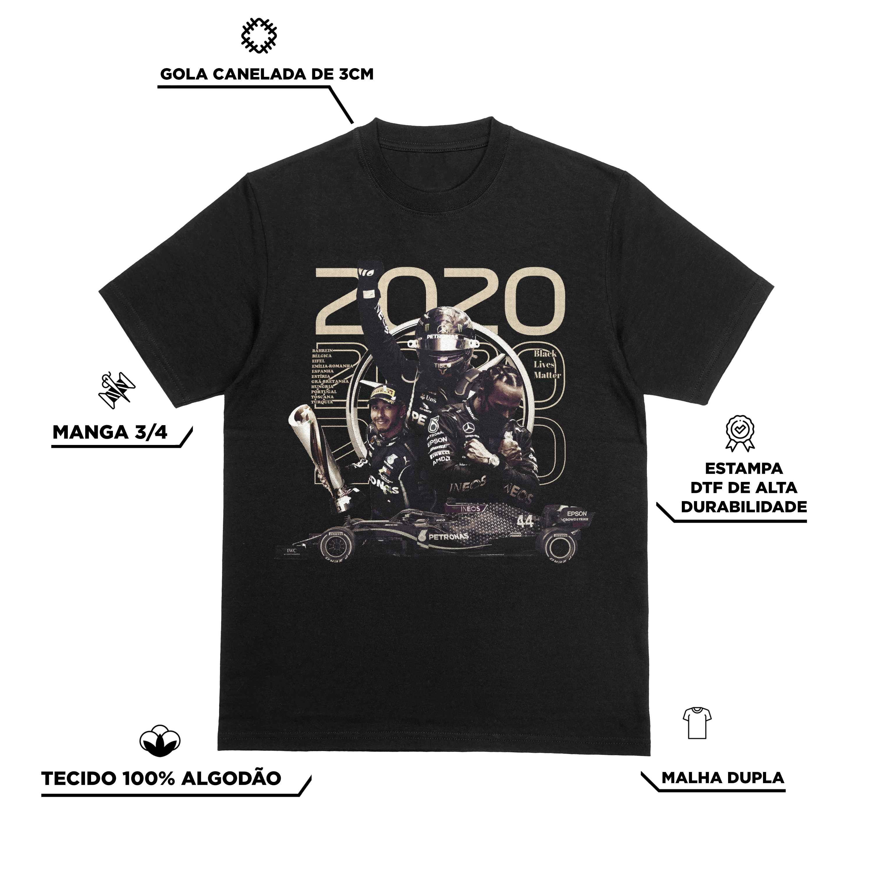 Camiseta Oversized Lewis Hamilton Mercedes 2020