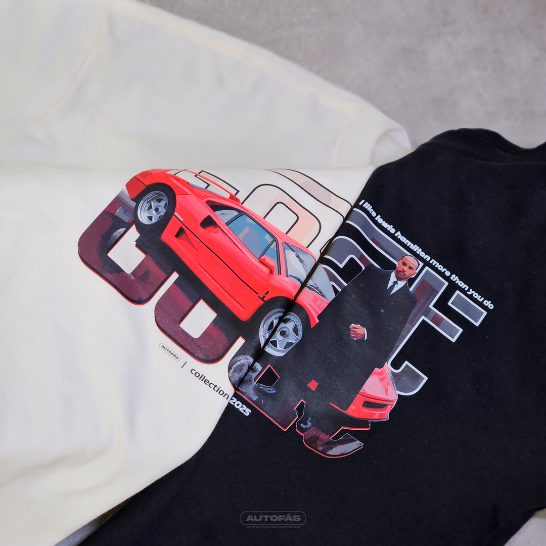 Camiseta Oversized Lewis Hamilton Goat F40 Preta