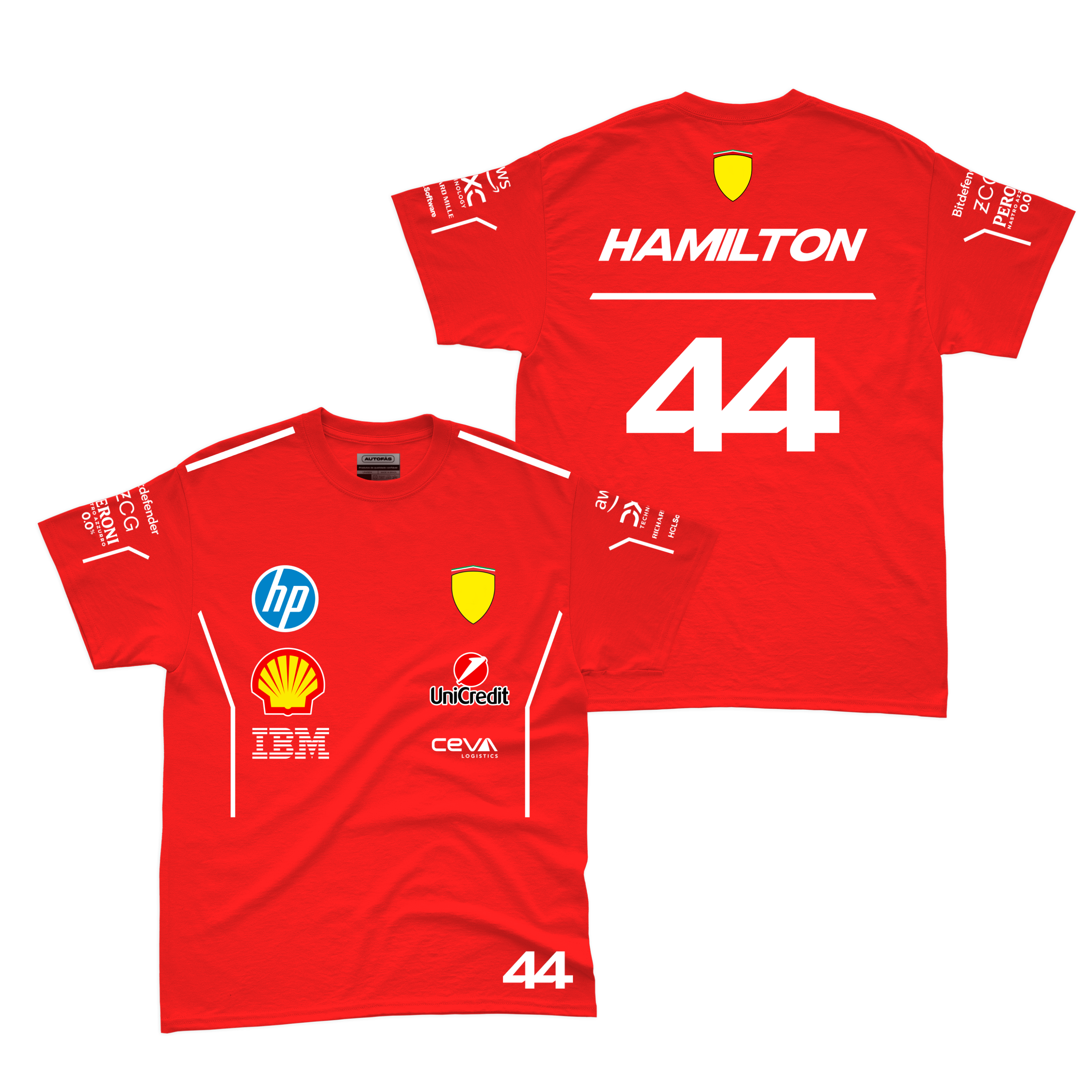 Camiseta Algodao Ferrari Hamilton Vermelho 2025