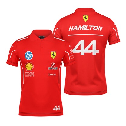 Camiseta Polo Ferrari Hamilton Vermelho 2025