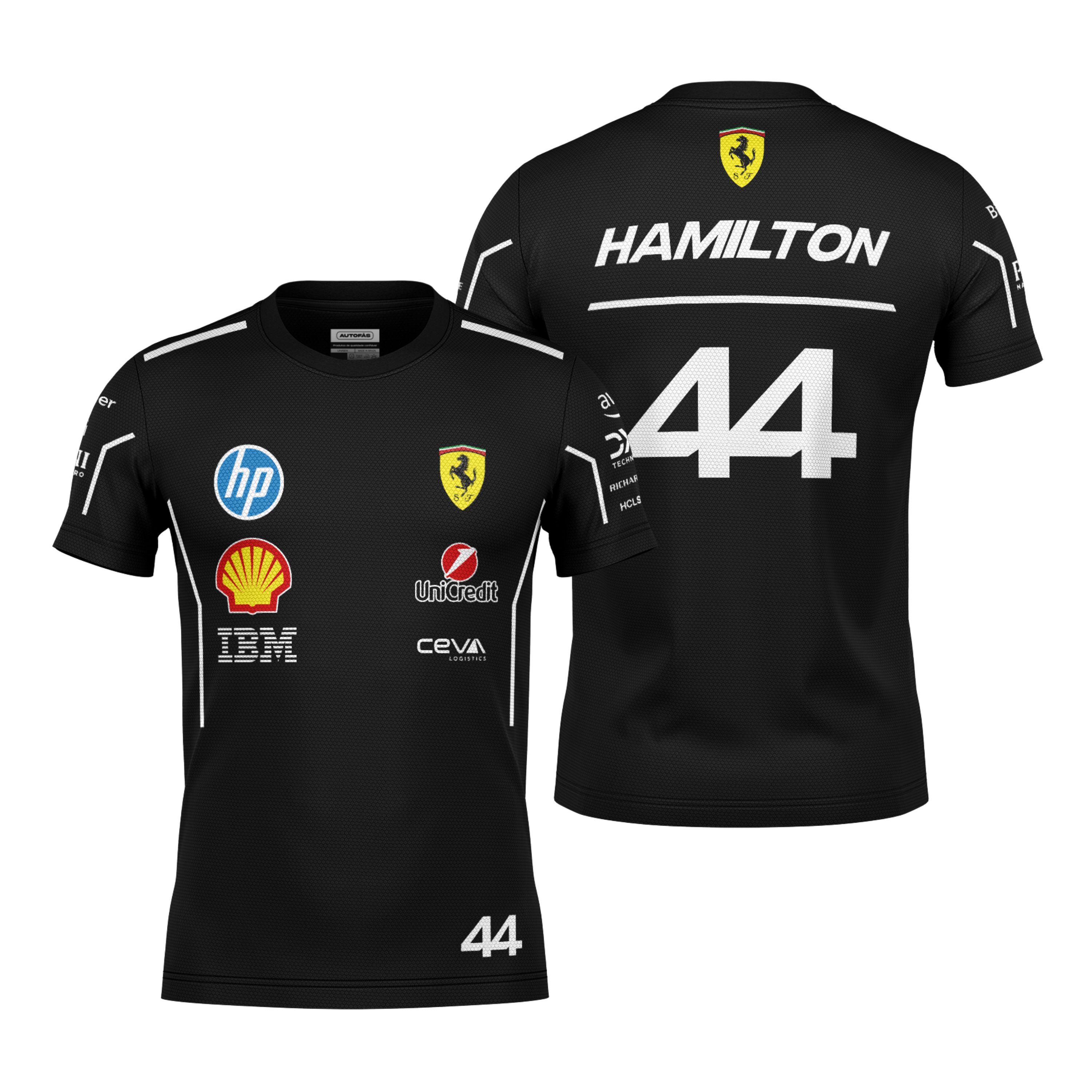 Camiseta Dryfit Ferrari Hamilton Preto 2025