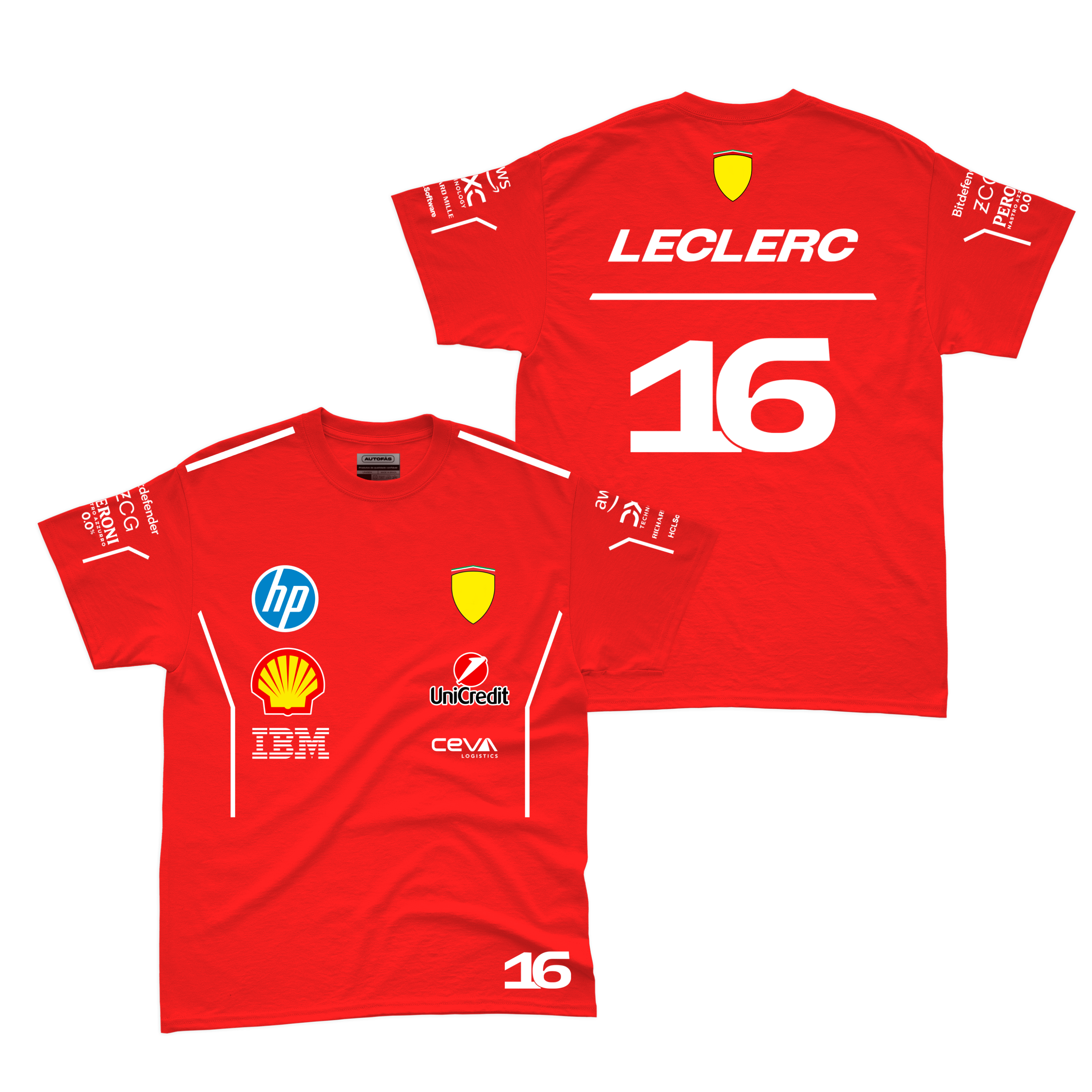 Camiseta Algodao Ferrari Leclerc Vermelho 2025