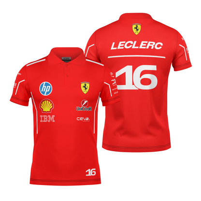 Camiseta Polo Ferrari Leclerc Vermelho 2025