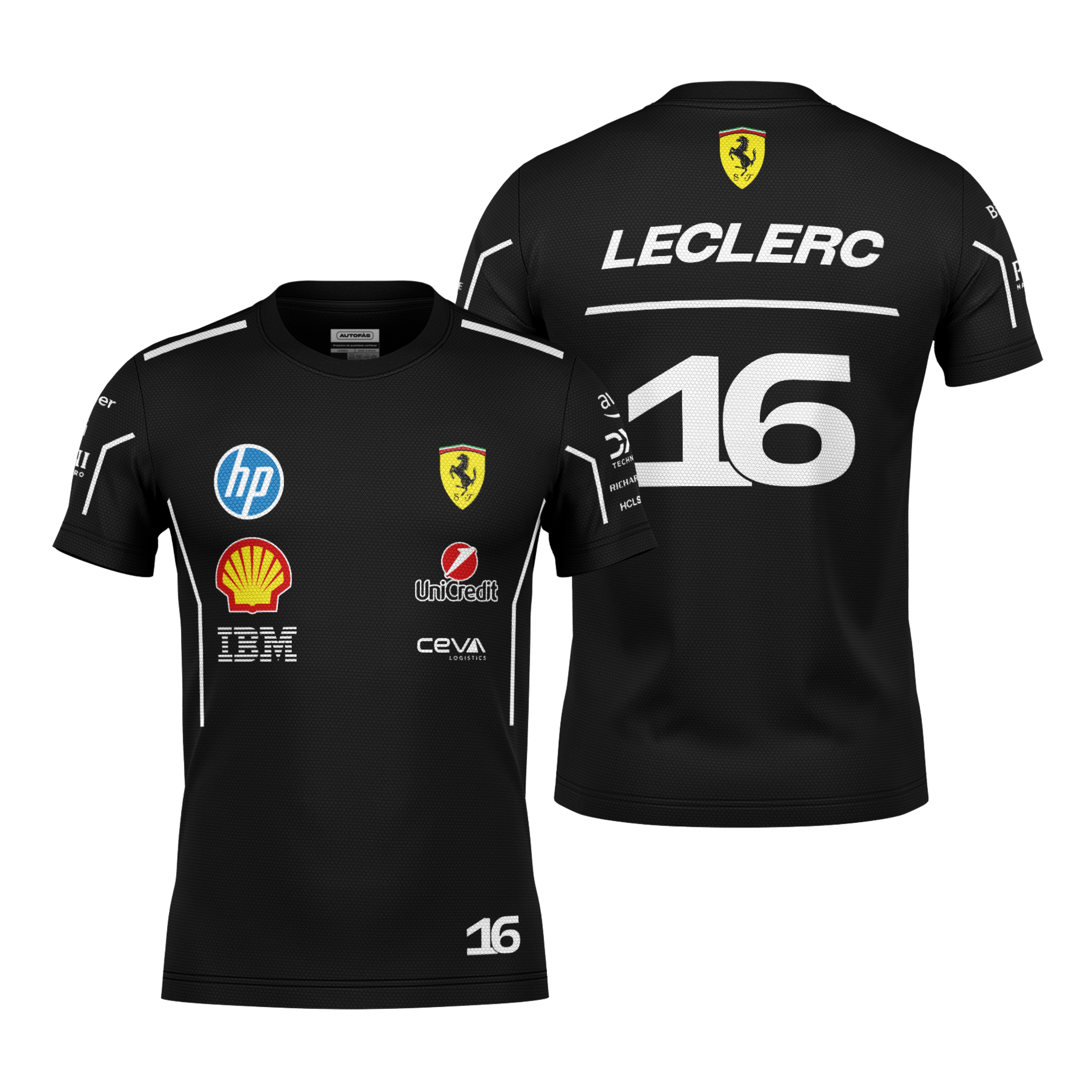 Camiseta Dryfit Ferrari Leclerc Preto 2025