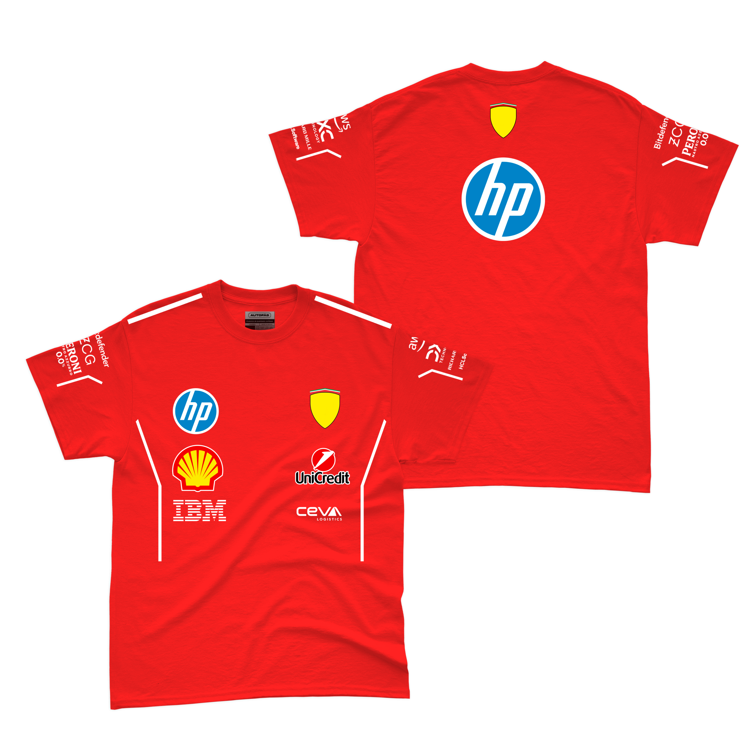 Camiseta Algodao Ferrari Equipe Vermelho 2025