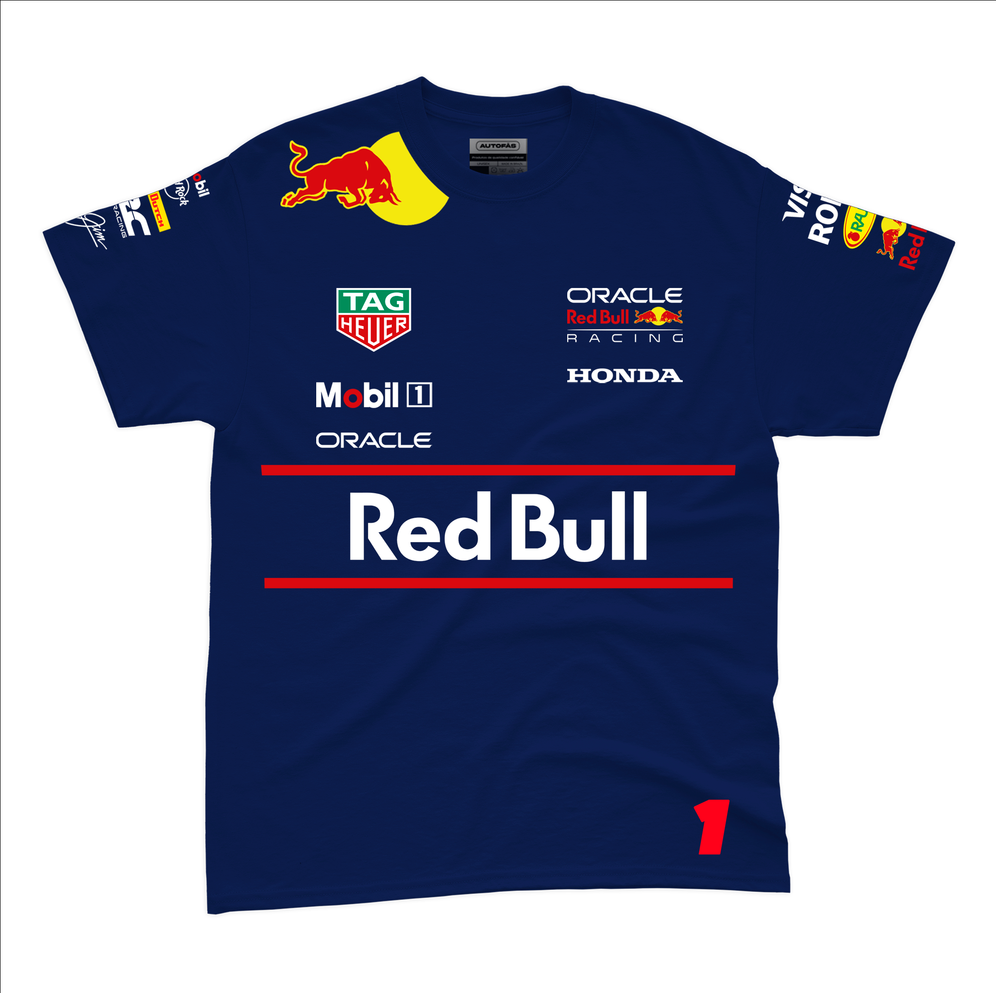 Camiseta Algodao Red Bull Max Verstappen Azul Marinho 2025