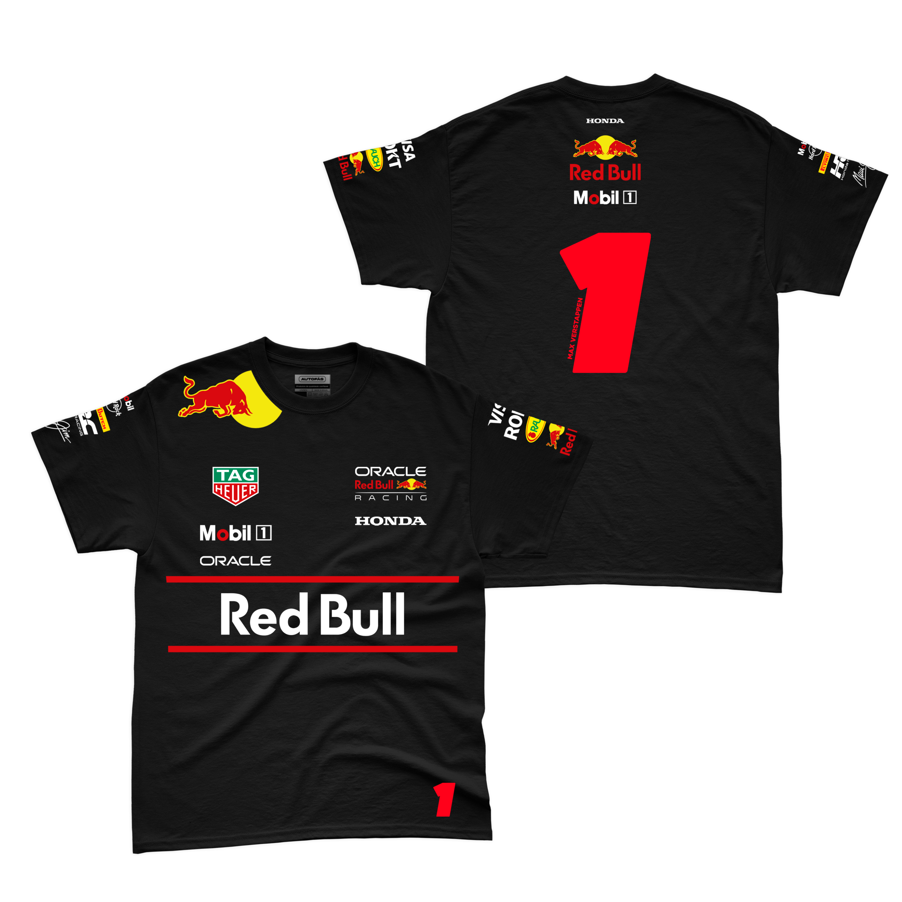 Camiseta Algodao Red Bull Max Verstappen Preto 2025