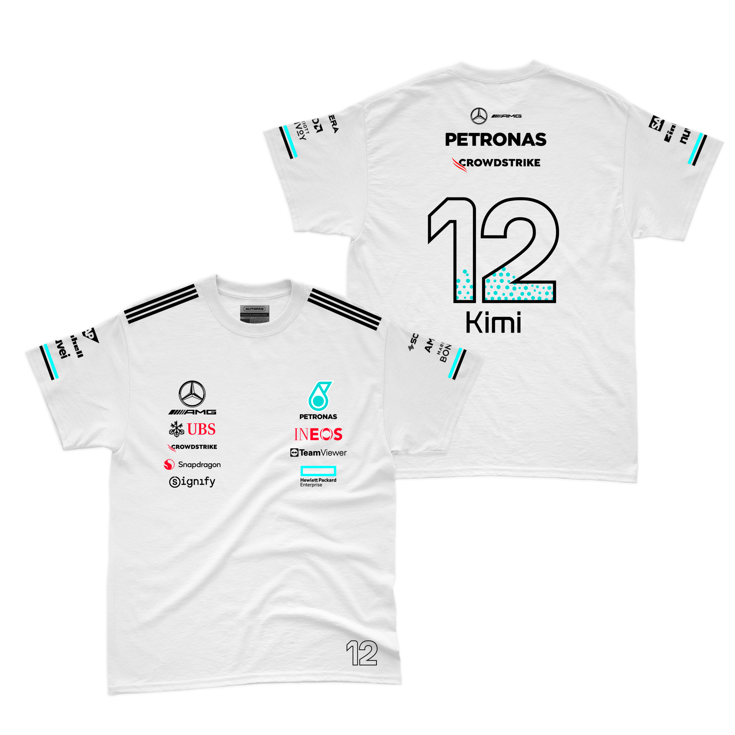 Camiseta Algodao Mercedes Kimi Antoneli Branco 2025