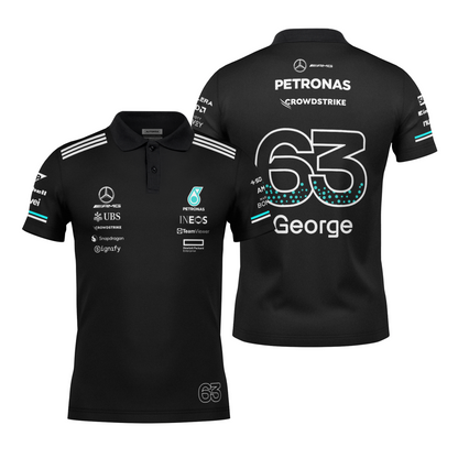 Camiseta Polo Mercedes George Russell Preto 2025