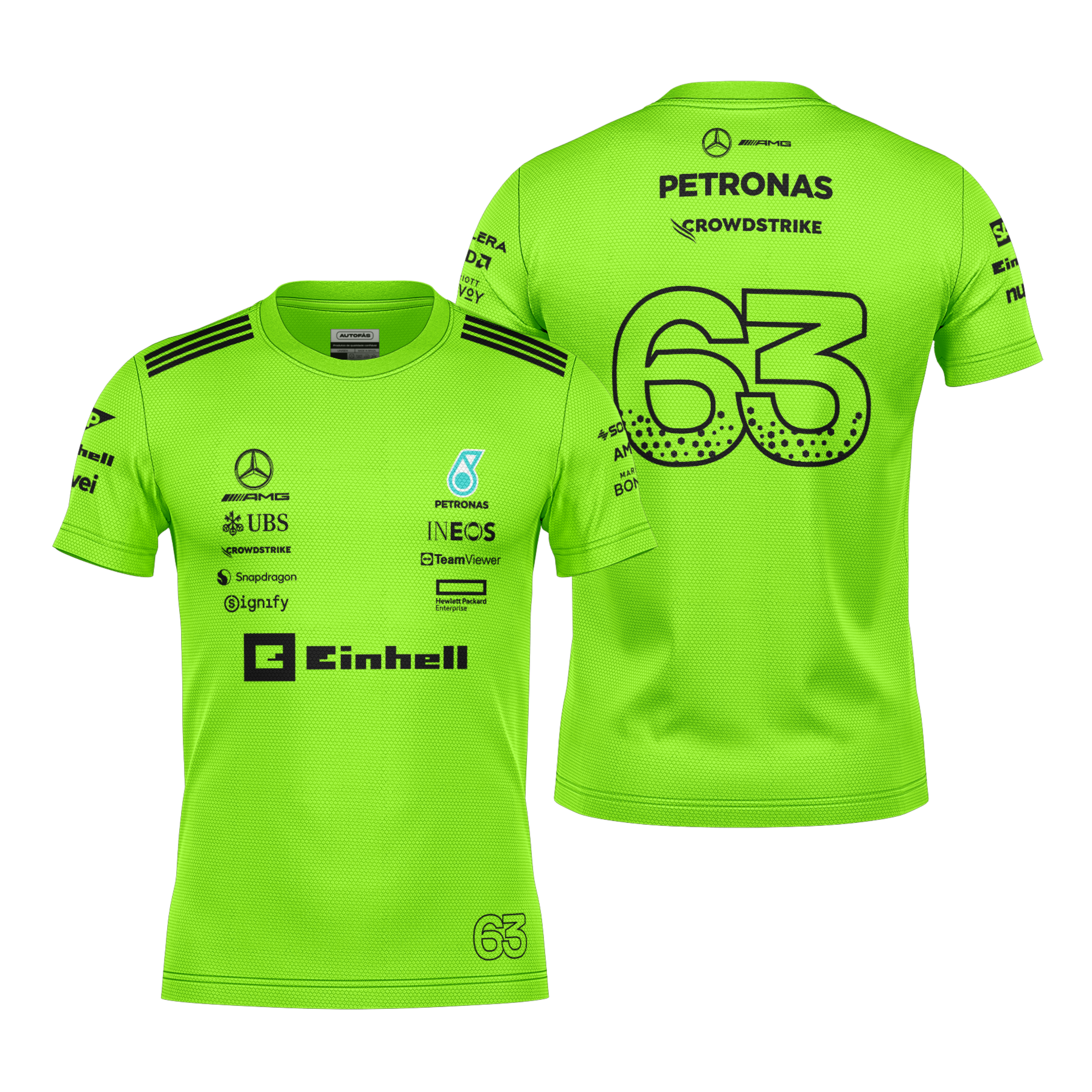 Camiseta Dryfit Mercedes George Russell Verde Neon 2025