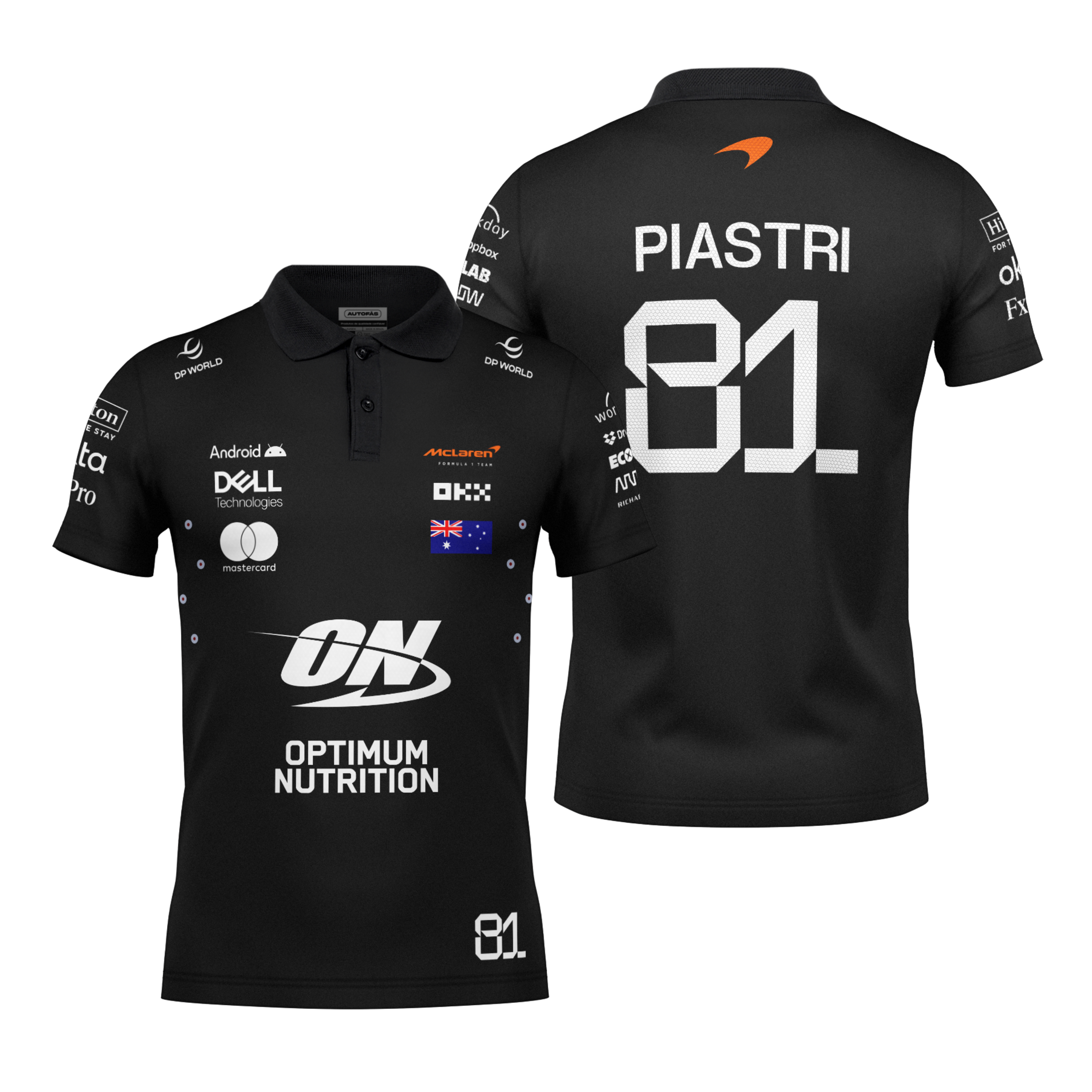 Camiseta Polo Mclaren Oscar Piastri Preto 2025