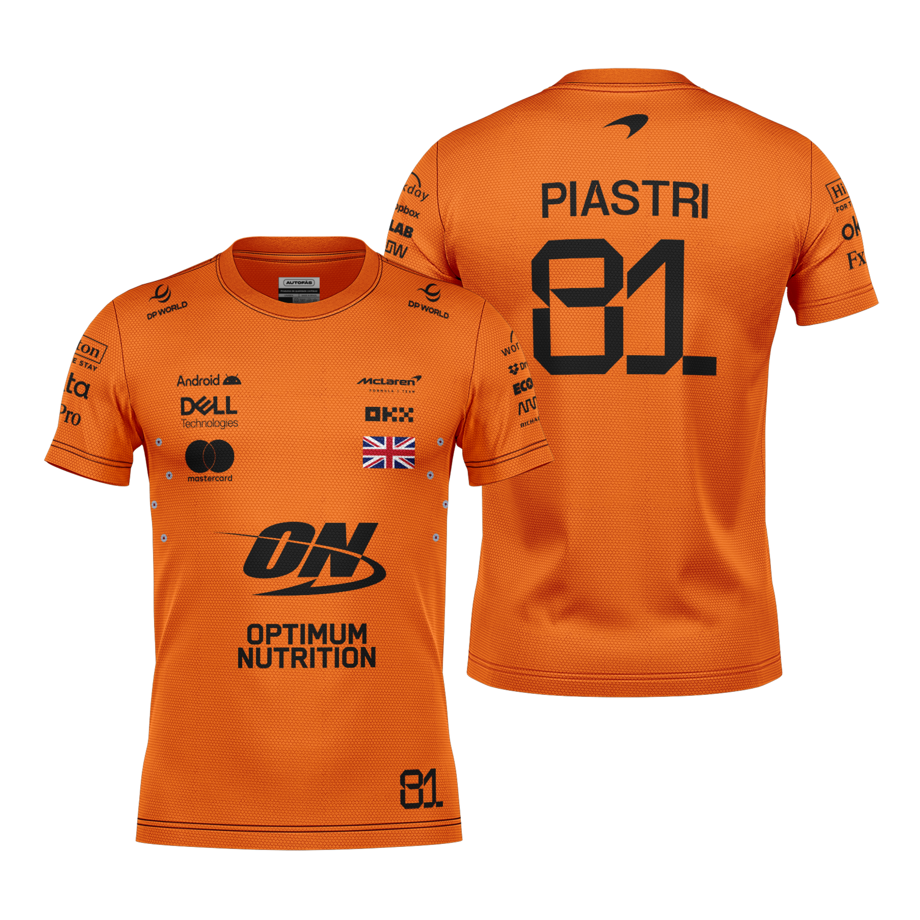 Camiseta Dryfit Mclaren Oscar Piastri Laranja 2025