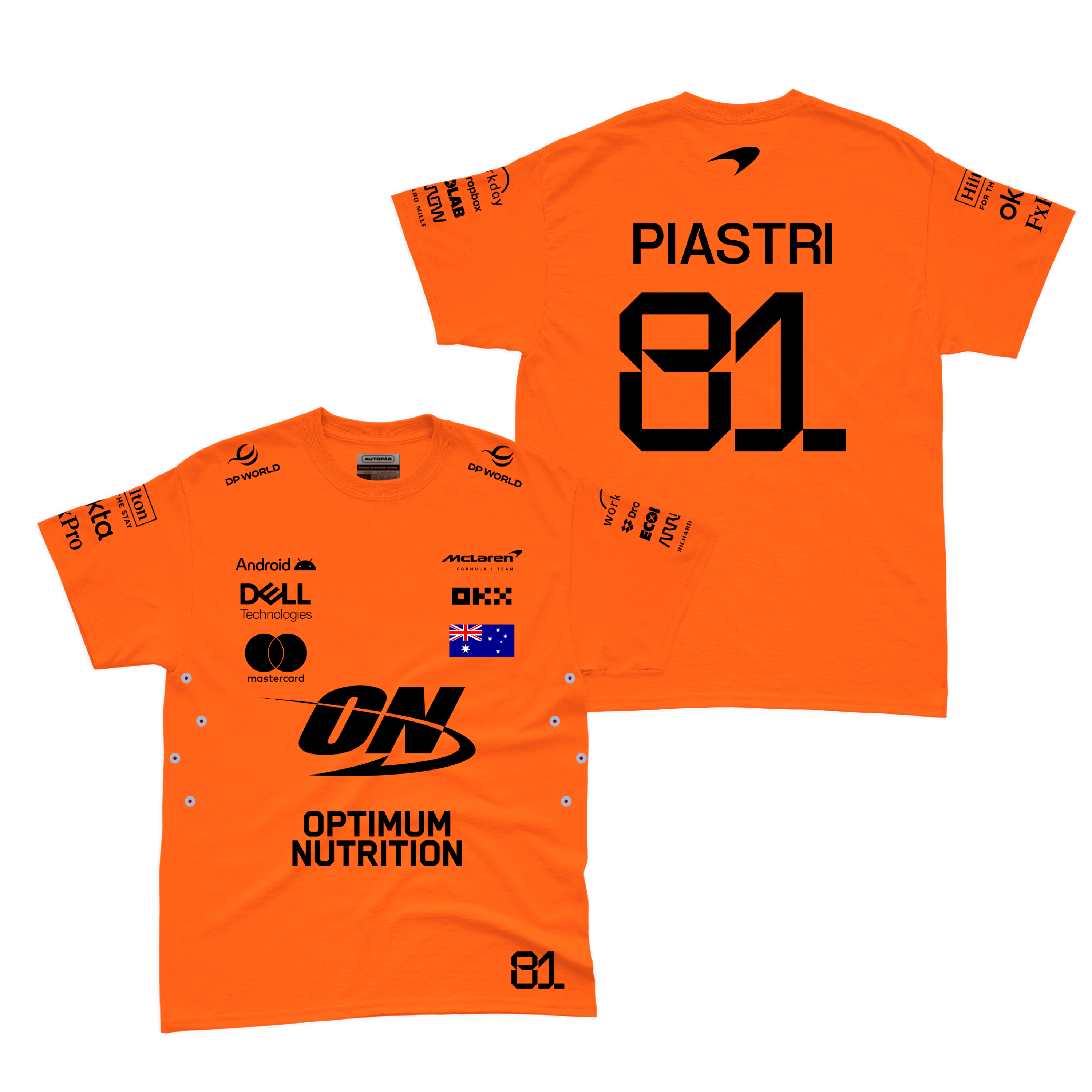 Camiseta Algodao Mclaren Oscar Piastri Laranja 2025