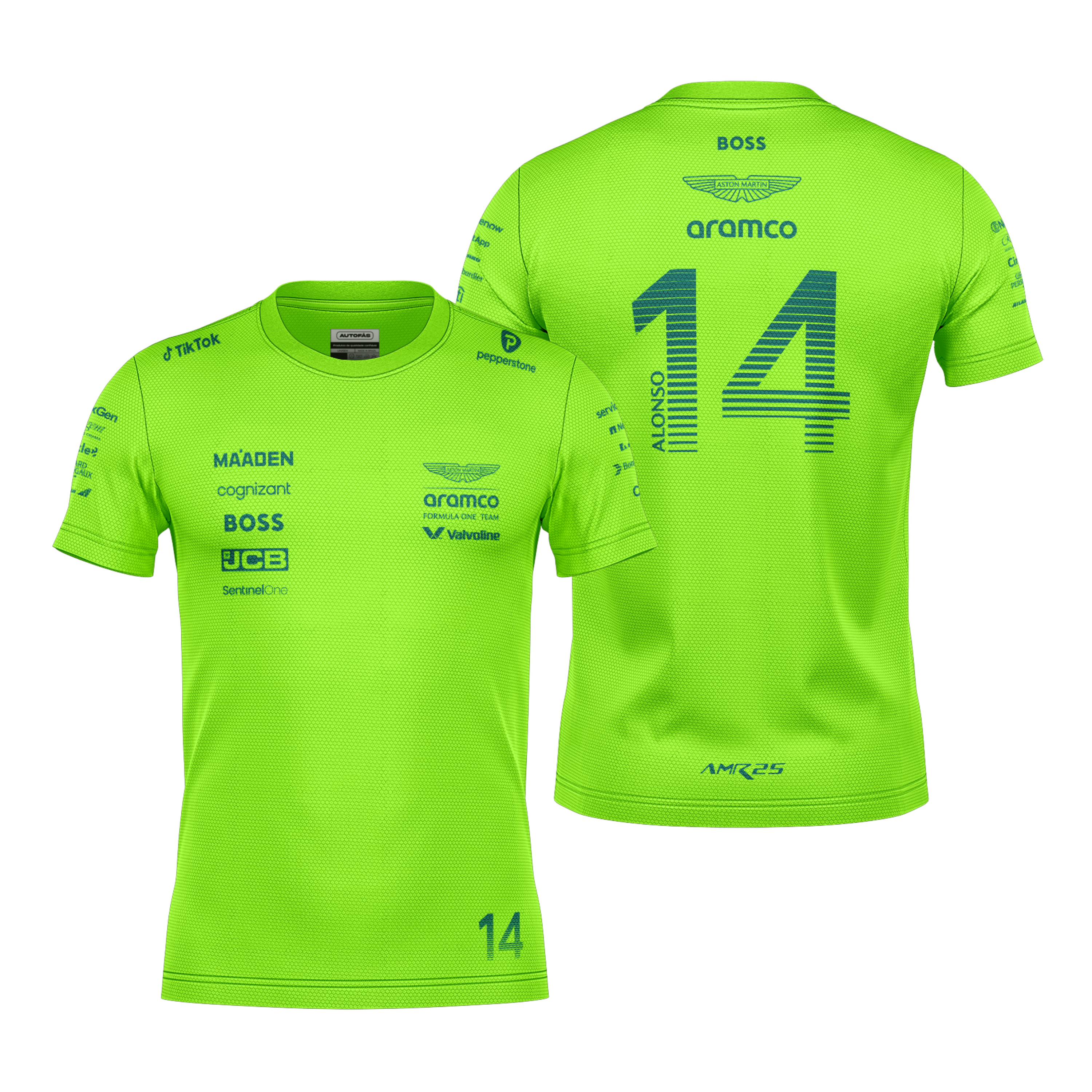 Camiseta Dryfit Aston Martin Fernando Alonso Verde Neon 2025