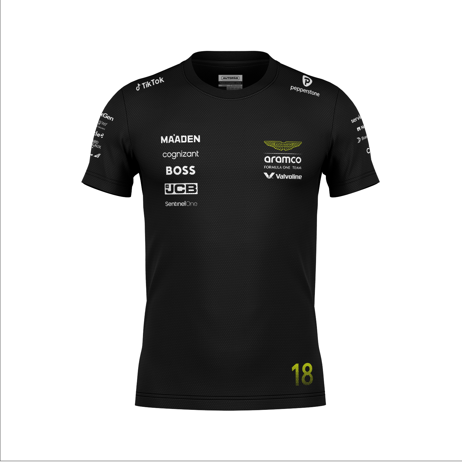 Camiseta Dryfit Aston Martin Lance Stroll Preto 2025