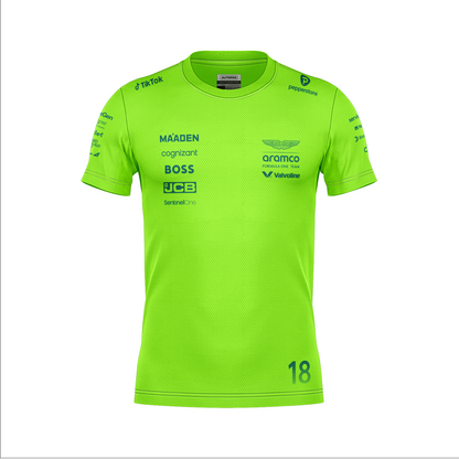 Camiseta Dryfit Aston Martin Lance Stroll Verde Neon 2025